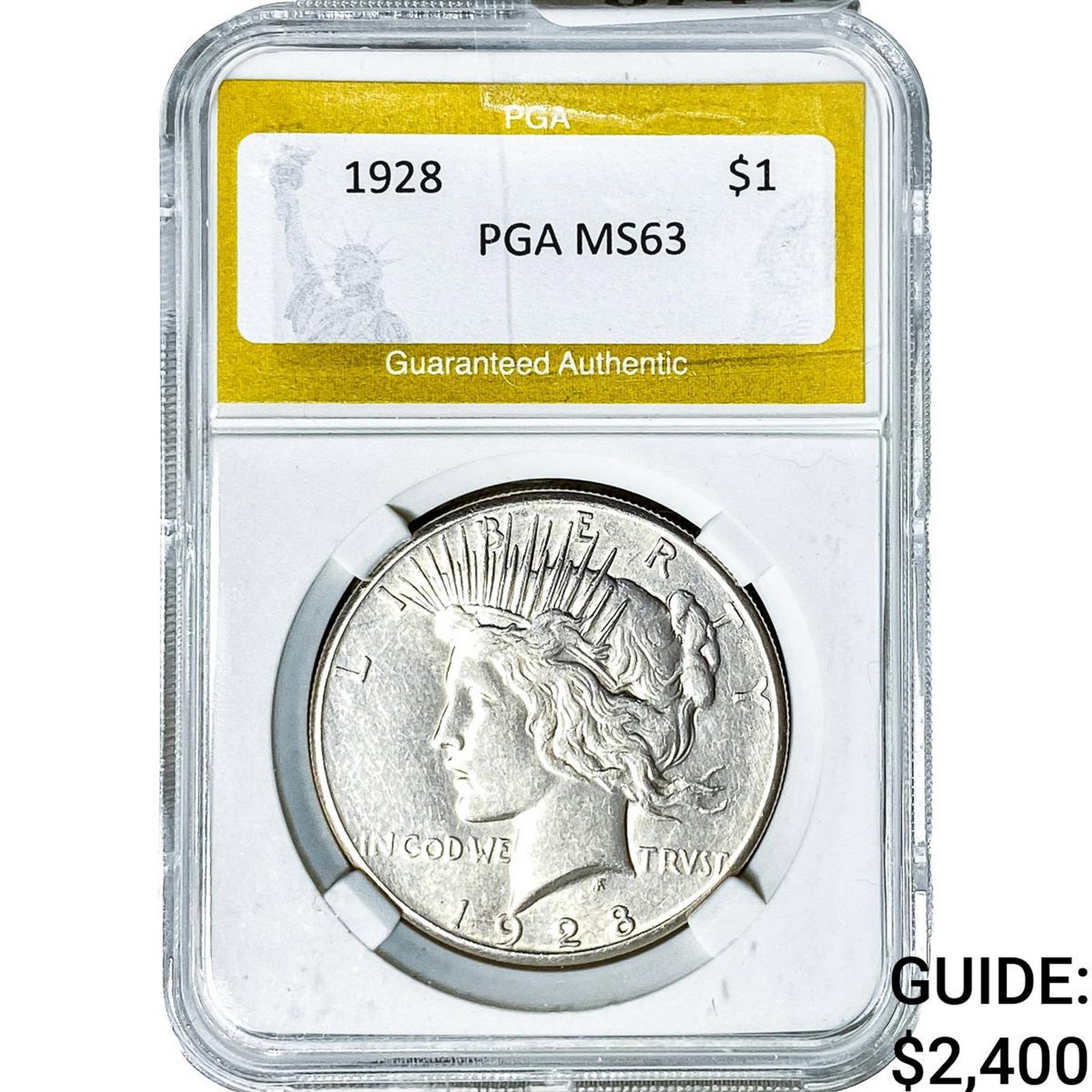 1928 Silver Peace Dollar PGA MS63: 1928 Silver Peace Dollar PGA MS63