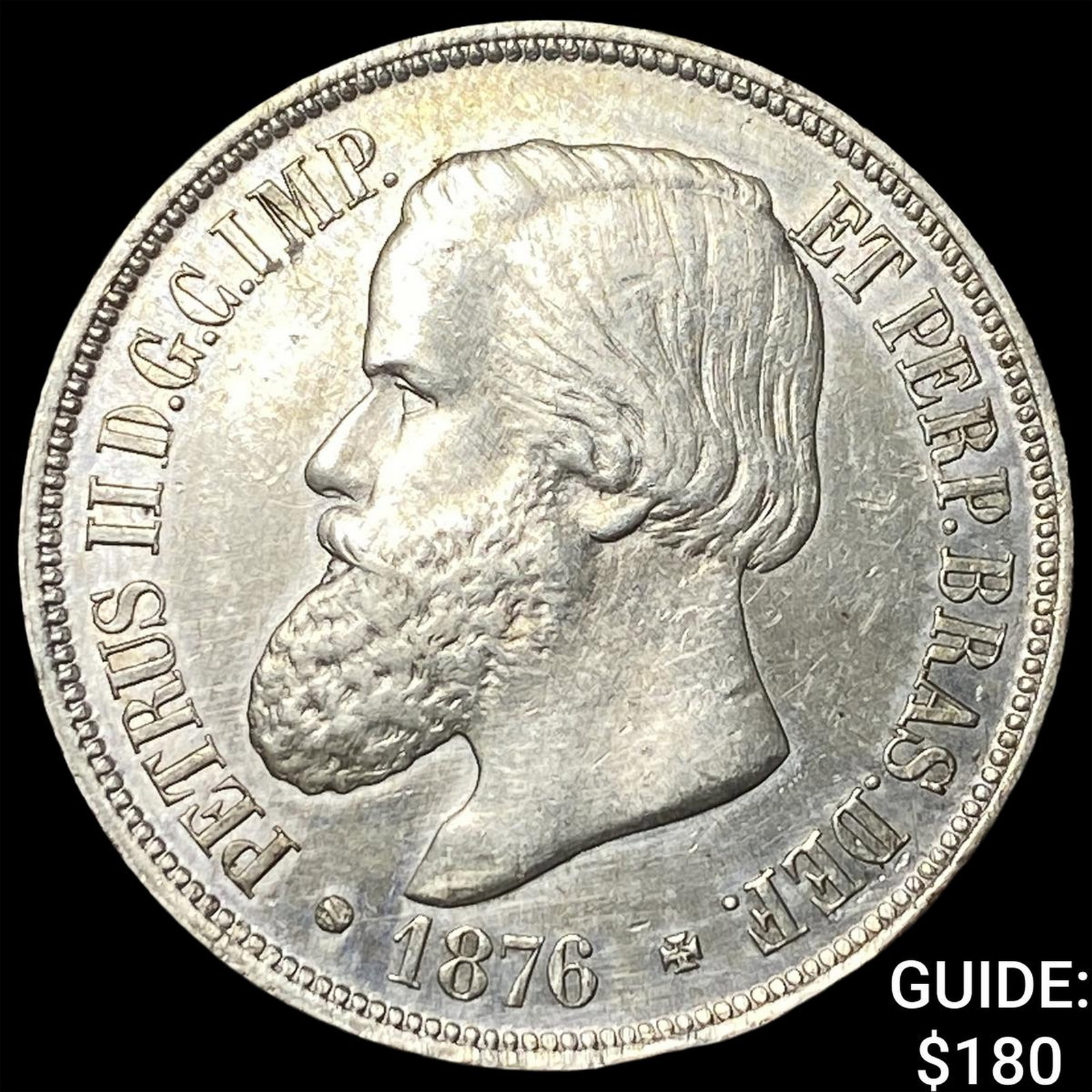 1876 Brazil Silver 1000 Reis: 1876 Brazil Silver 1000 Reis