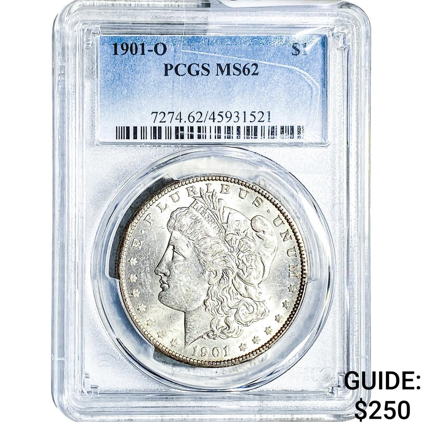 1901-O Morgan Silver Dollar PCGS MS62: 1901-O Morgan Silver Dollar PCGS MS62