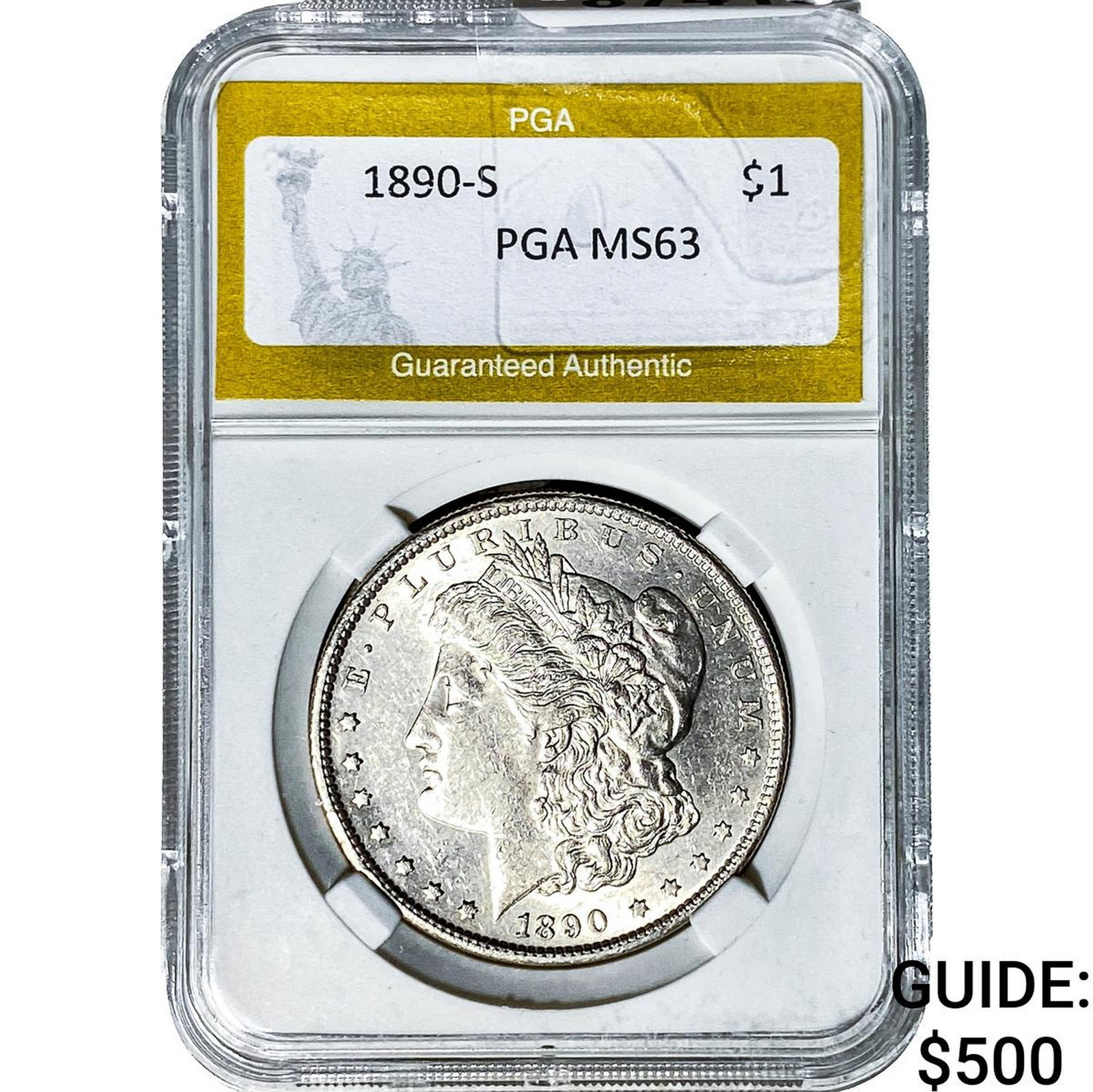 1890-S Morgan Silver Dollar PGA MS63: 1890-S Morgan Silver Dollar PGA MS63