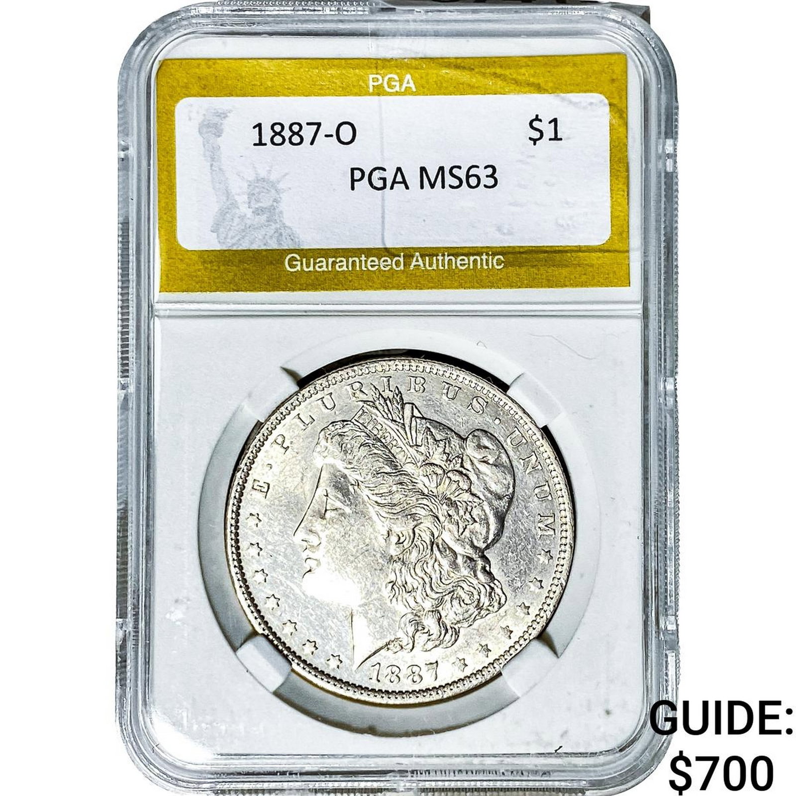 1887-O Morgan Silver Dollar PGA MS63: 1887-O Morgan Silver Dollar PGA MS63