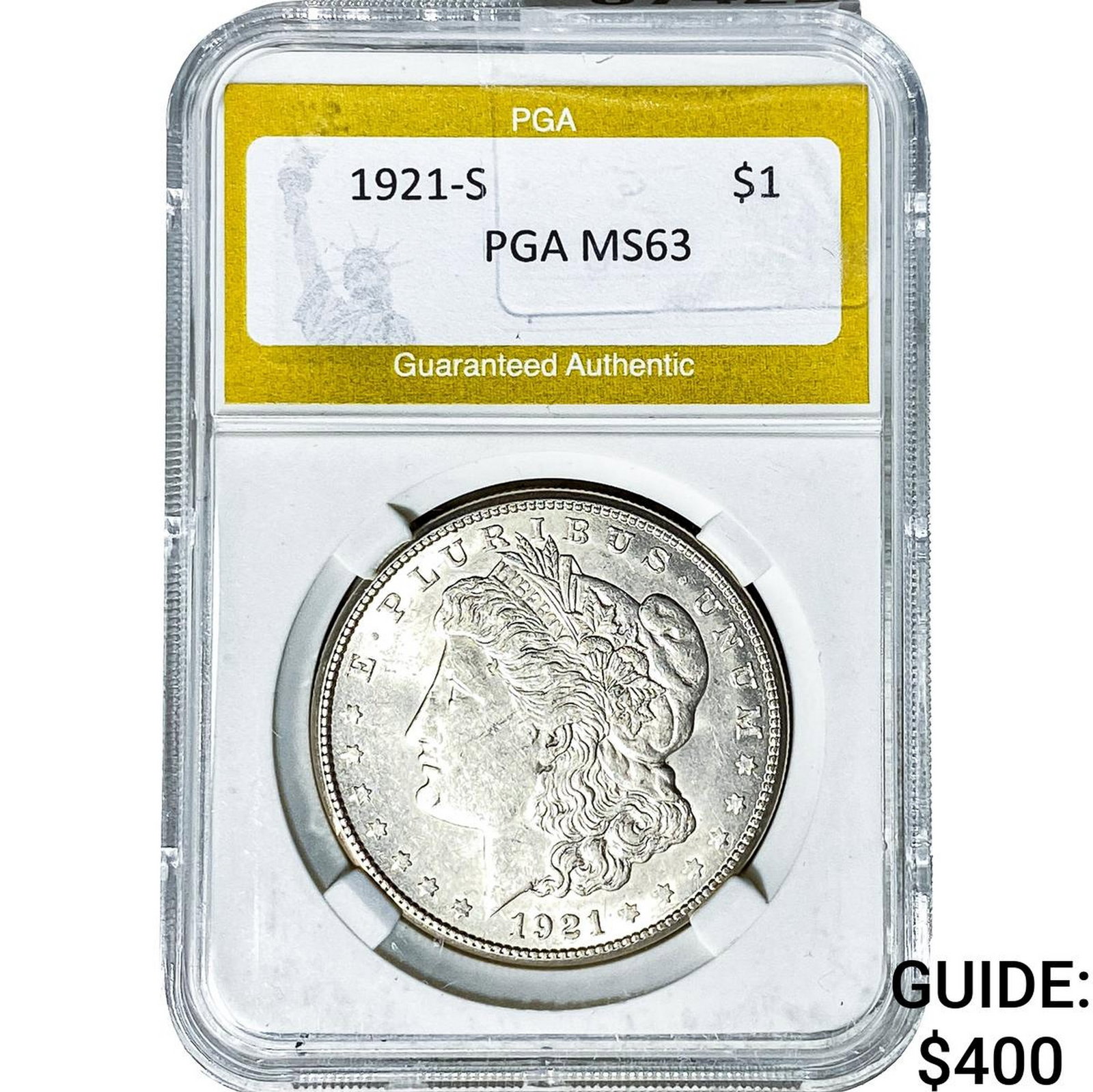 1921-S Morgan Silver Dollar PGA MS63: 1921-S Morgan Silver Dollar PGA MS63
