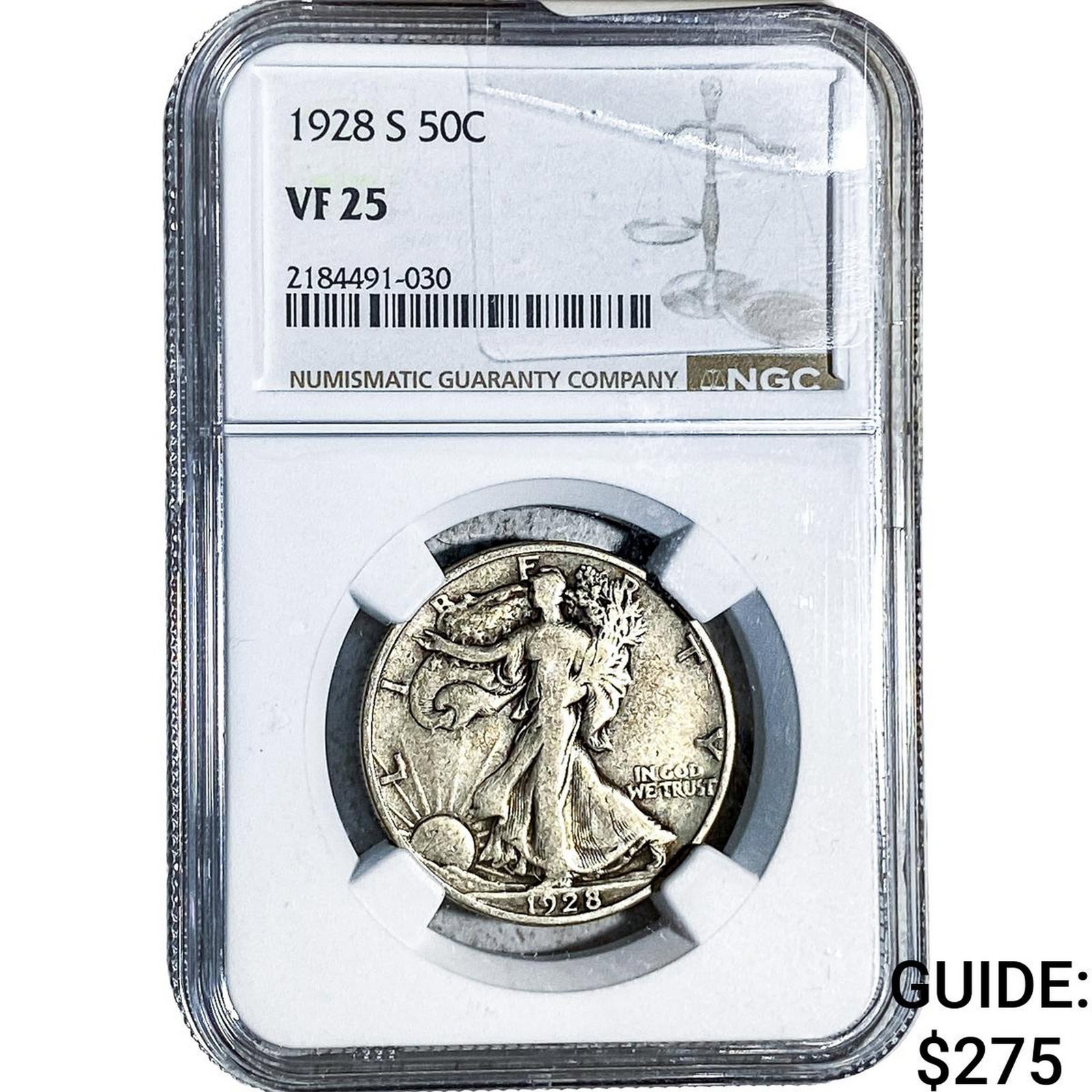 1928-S Walking Liberty Half Dollar NGC VF25: 1928-S Walking Liberty Half Dollar NGC VF25