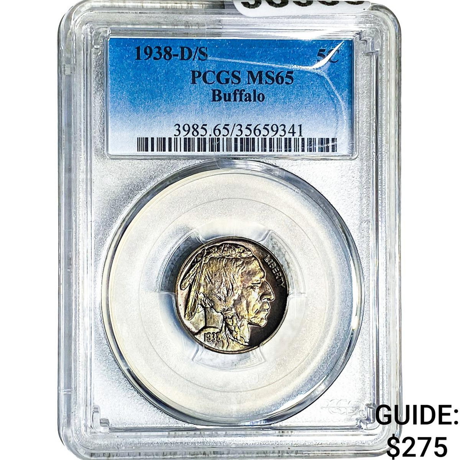 1938-D/S Buffalo Nickel PCGS MS65: 1938-D/S Buffalo Nickel PCGS MS65