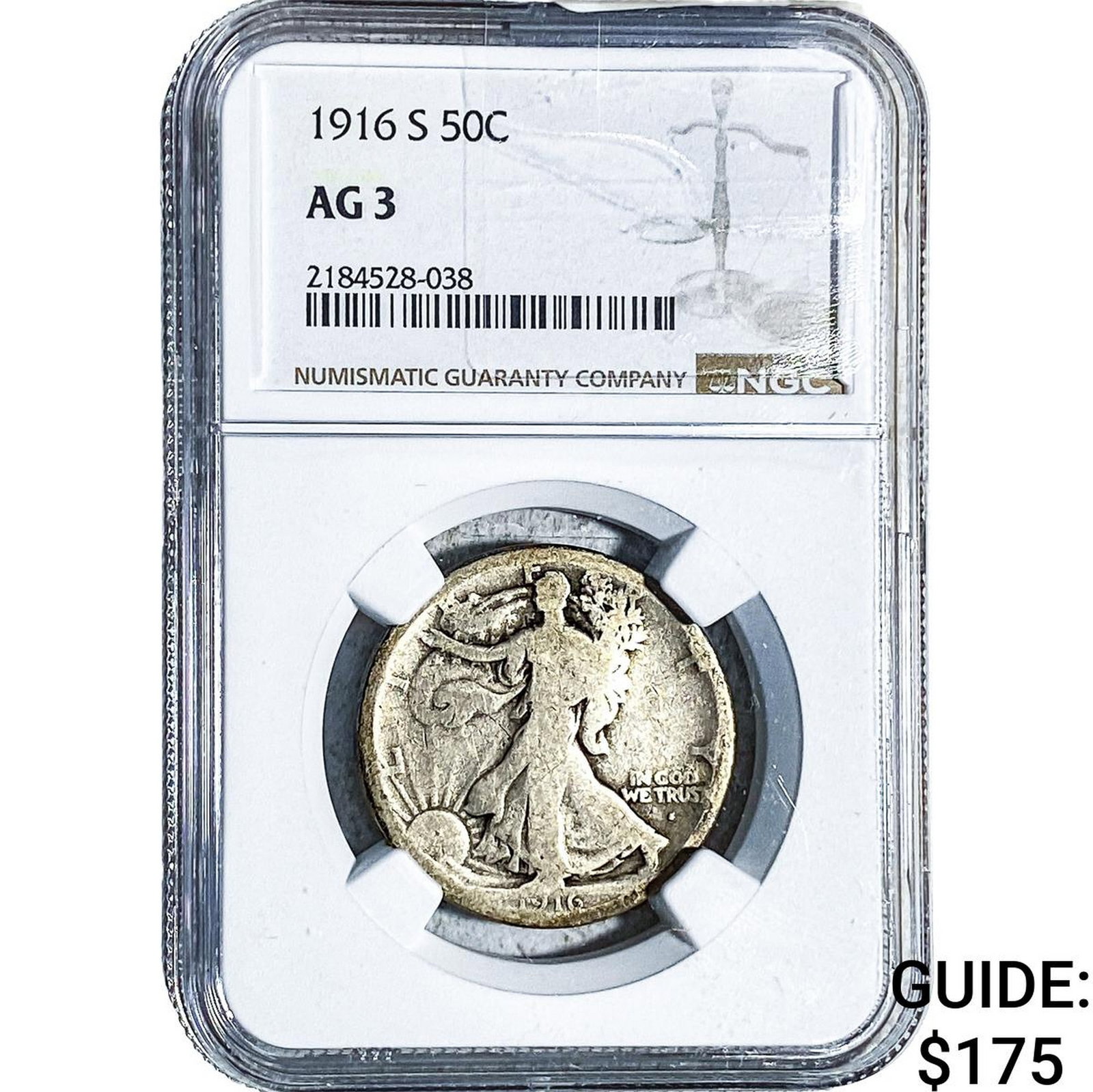 1916-S Walking Liberty Half Dollar NGC AGM: 1916-S Walking Liberty Half Dollar NGC AGM
