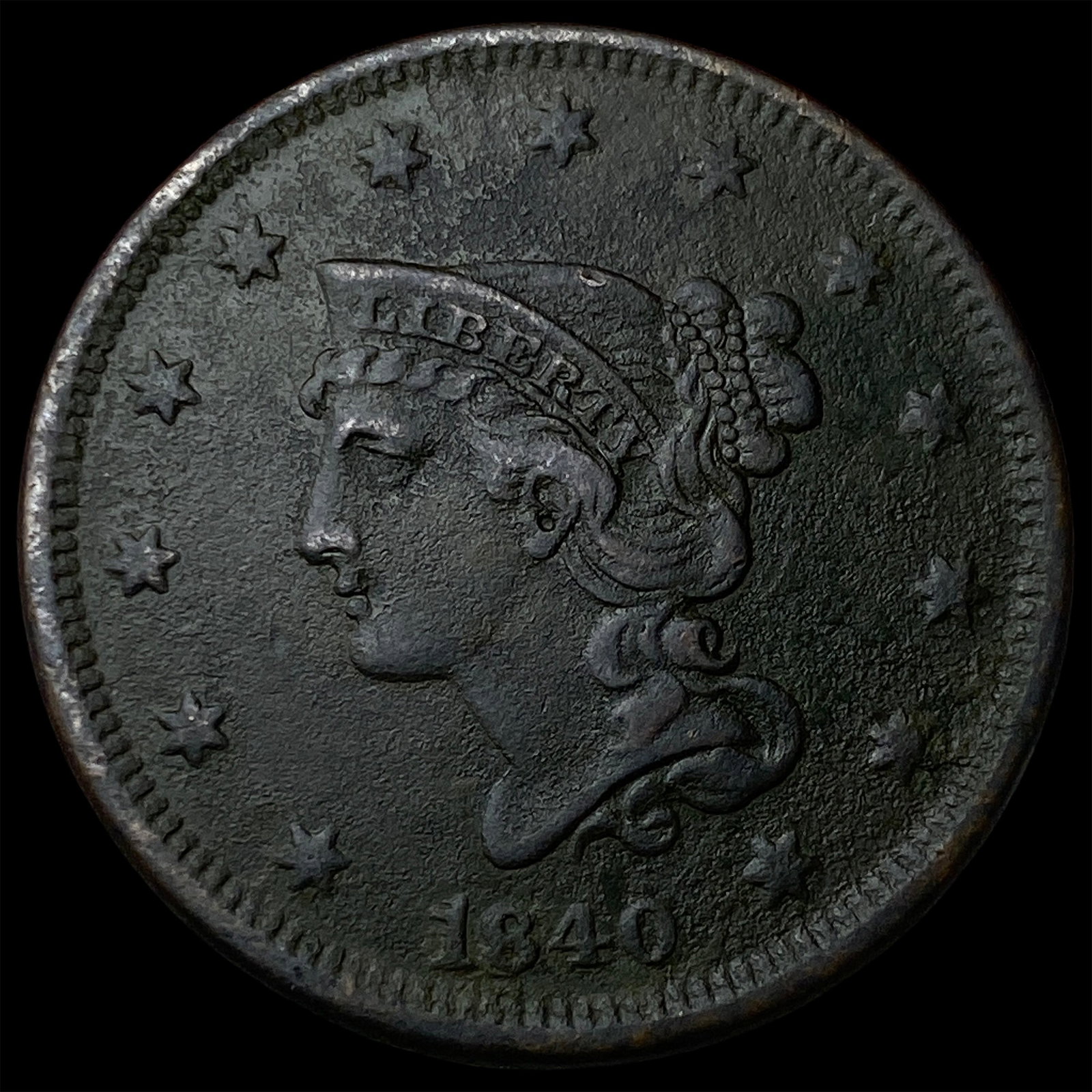 1840 Braided Hair Large Cent NEARLY UNCIRCULATED: 1840 Braided Hair Large Cent NEARLY UNCIRCULATED