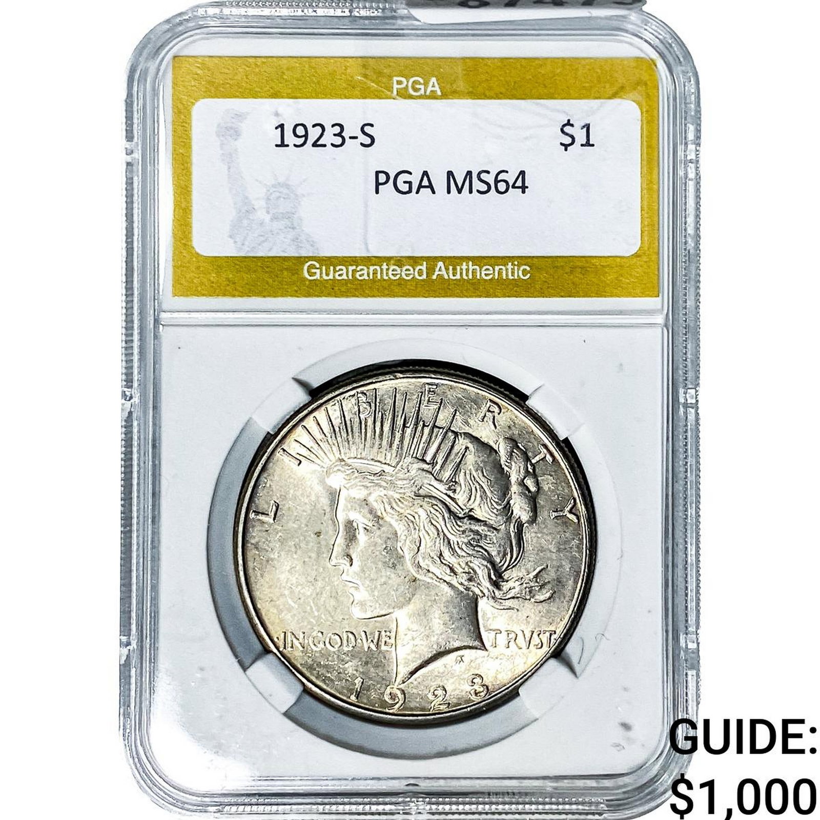 1923-S Silver Peace Dollar PGA MS64: 1923-S Silver Peace Dollar PGA MS64