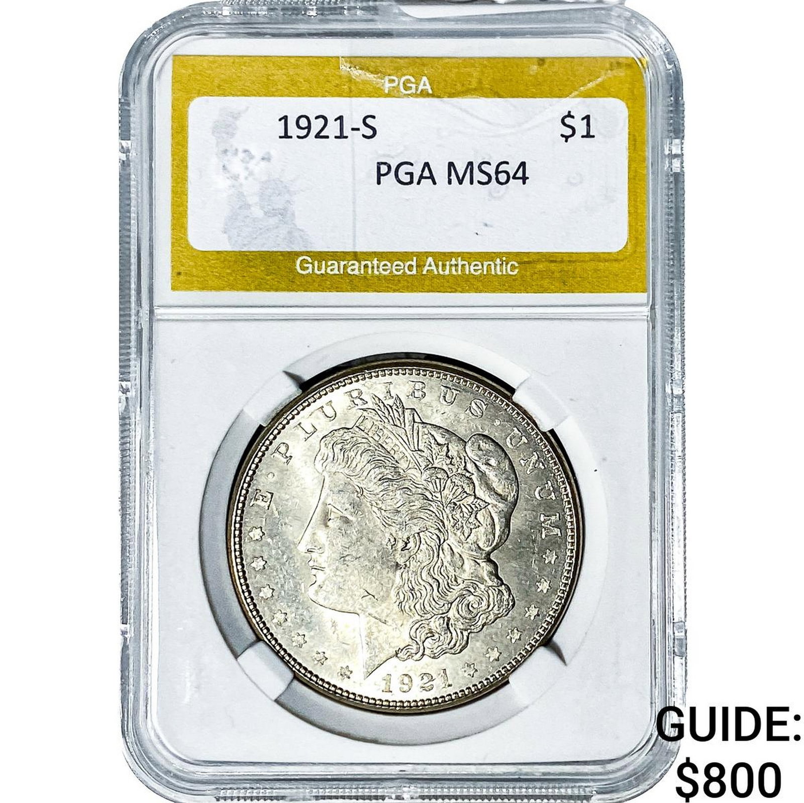 1921-S Morgan Silver Dollar PGA MS64: 1921-S Morgan Silver Dollar PGA MS64