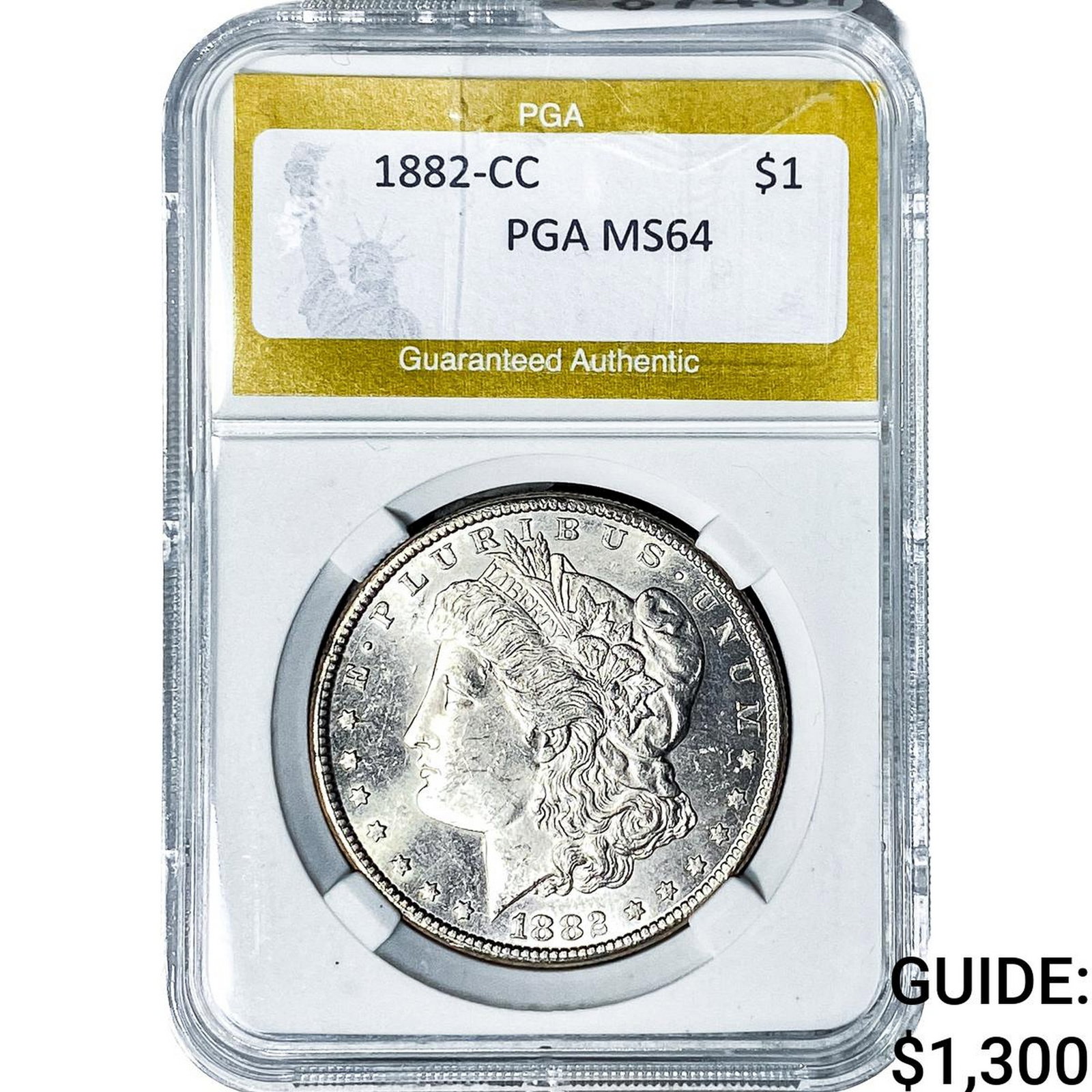 1882-CC Morgan Silver Dollar PGA MS64: 1882-CC Morgan Silver Dollar PGA MS64