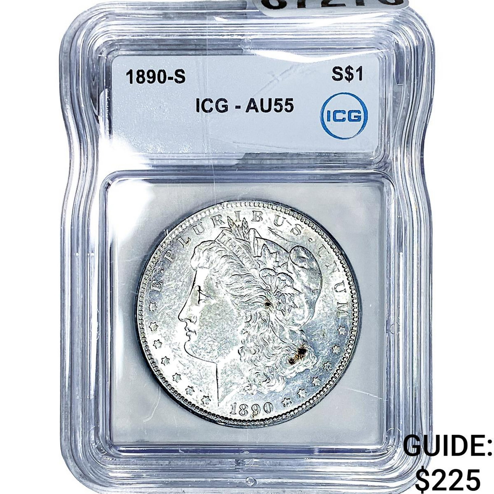 1890-S Morgan Silver Dollar ICG AU55: 1890-S Morgan Silver Dollar ICG AU55