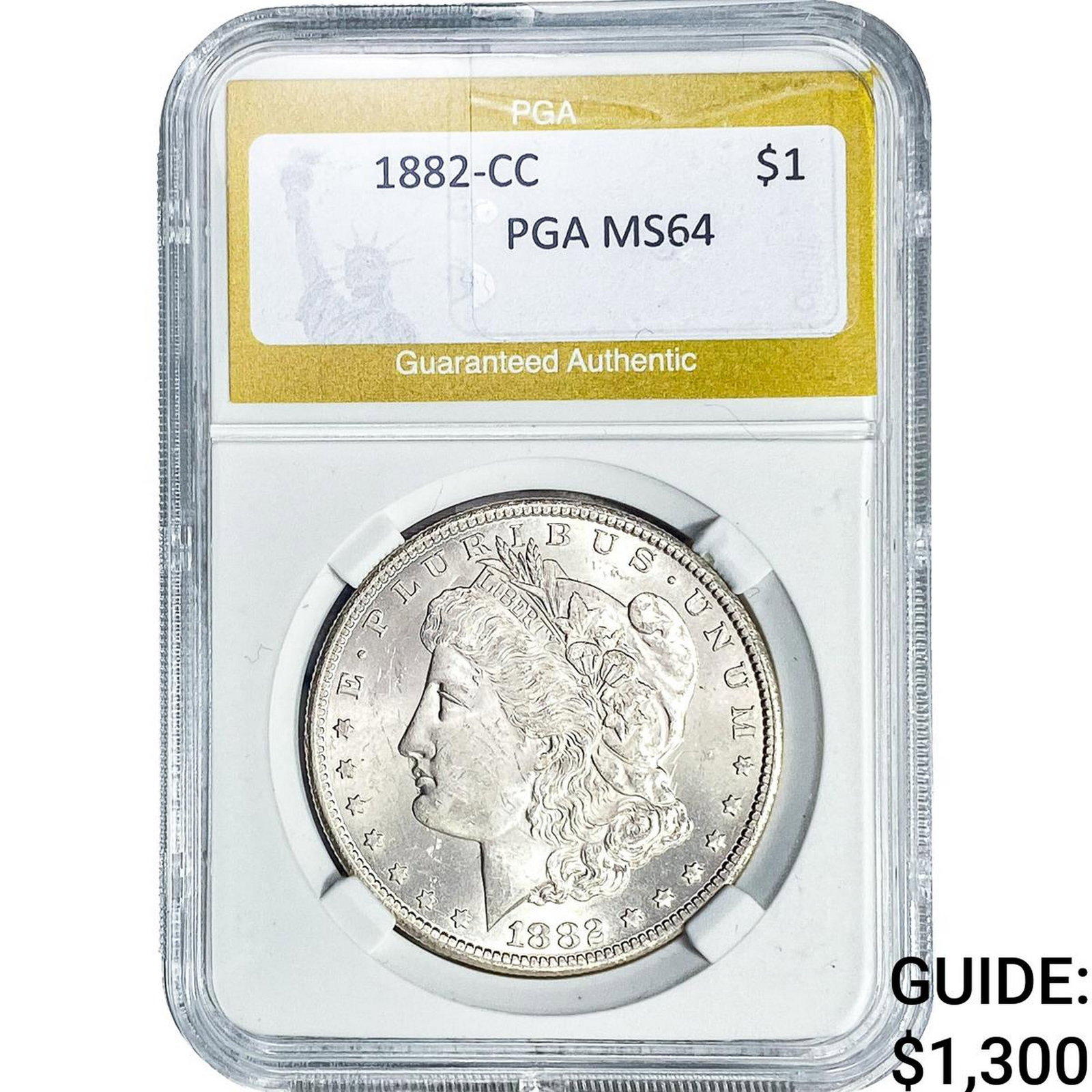 1882-CC Morgan Silver Dollar PGA MS64: 1882-CC Morgan Silver Dollar PGA MS64