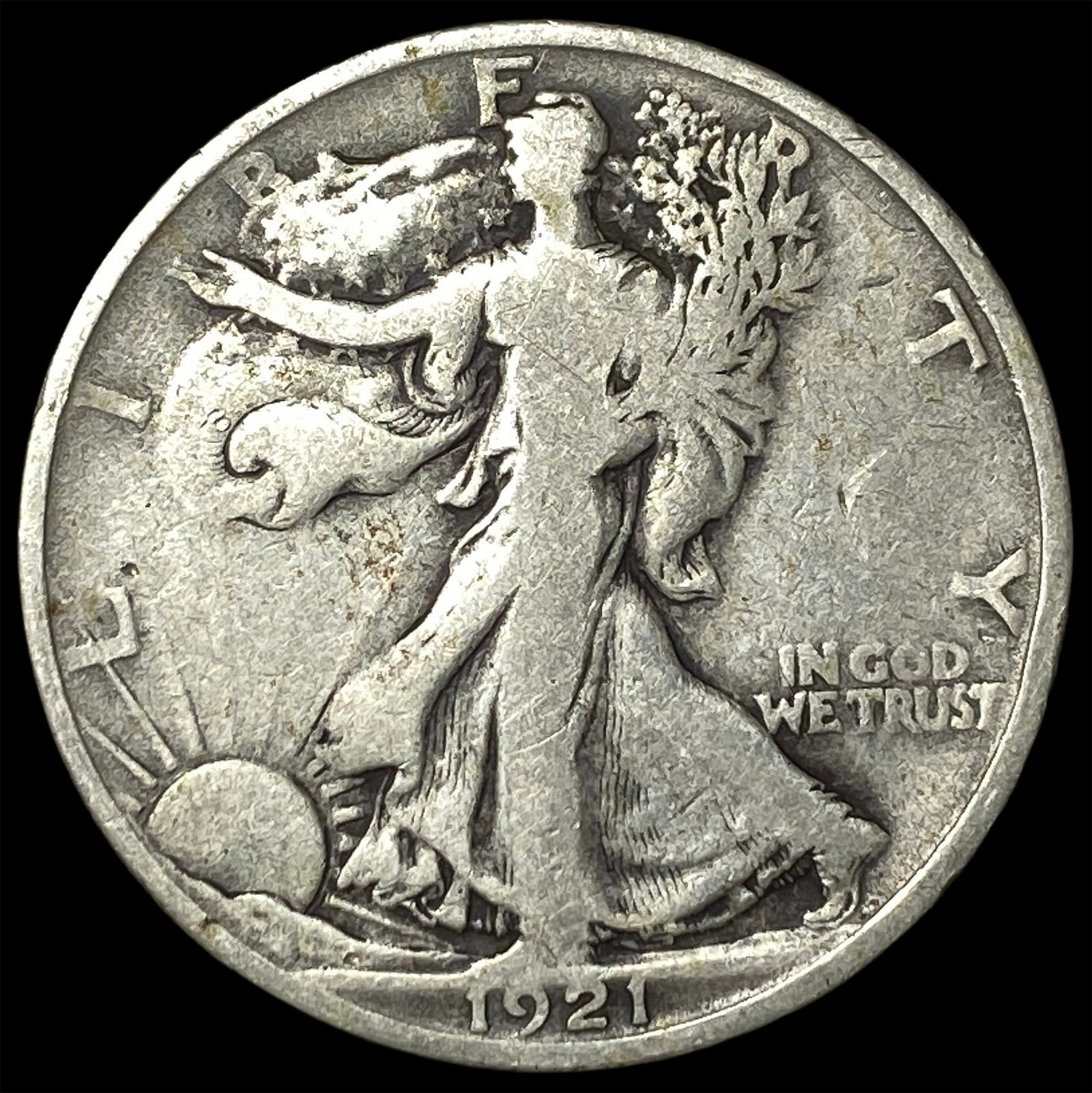 1921-D Silver Walking Liberty Half Dollar LIGHTLY CIRCULATED: 1921-D Silver Walking Liberty Half Dollar LIGHTLY CIRCULATED