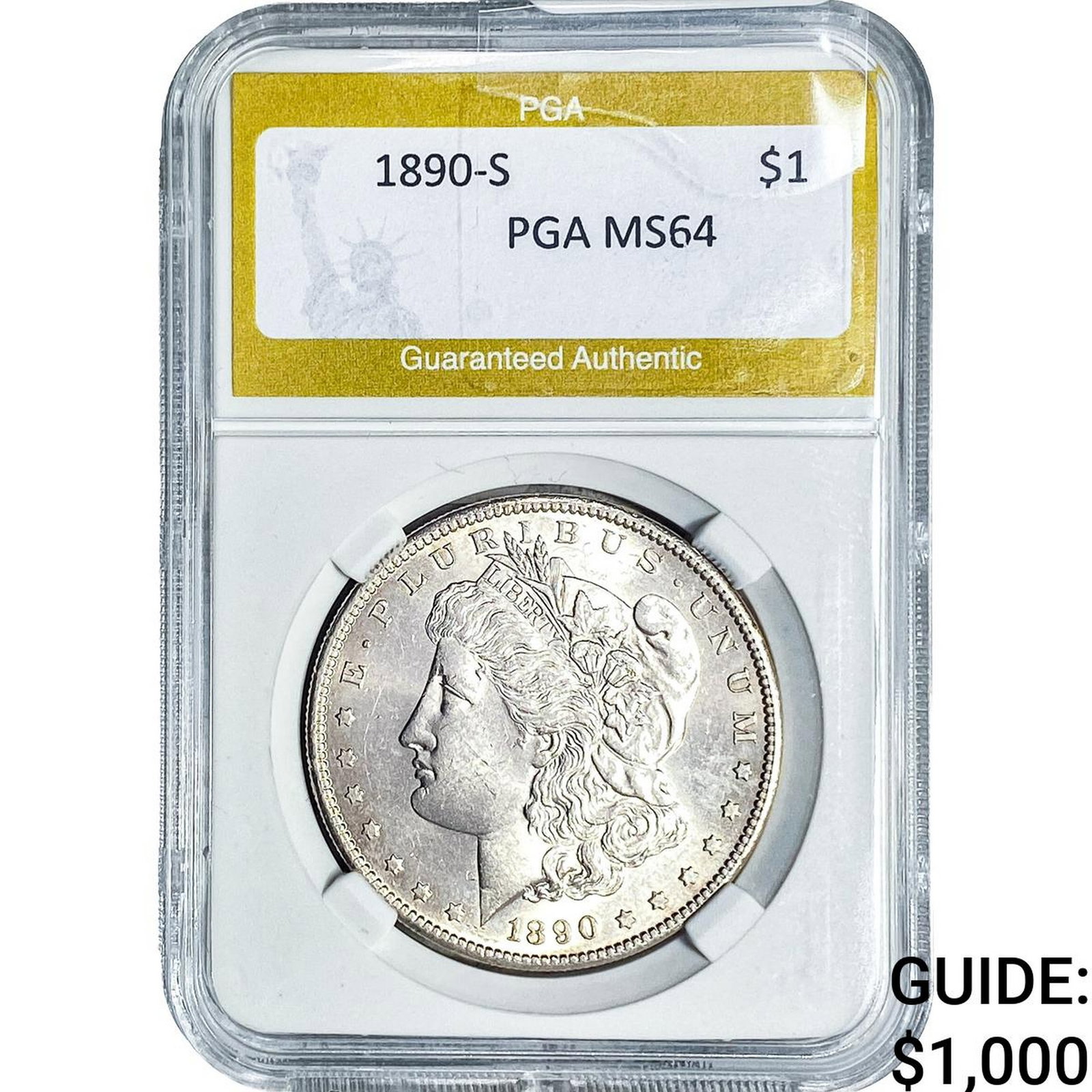 1890-S Morgan Silver Dollar PGA MS64: 1890-S Morgan Silver Dollar PGA MS64