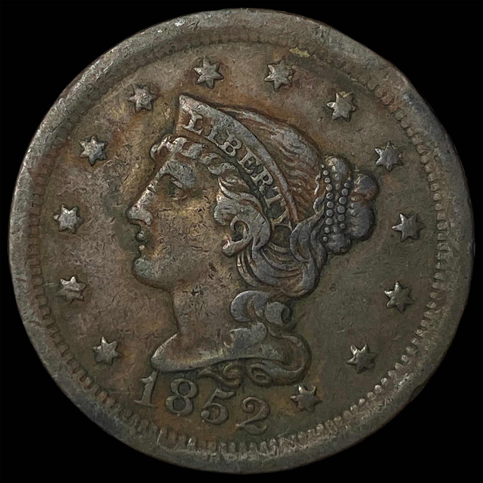 1852 Braided Hair Large Cent NEARLY UNCIRCULATED (1 of 2)