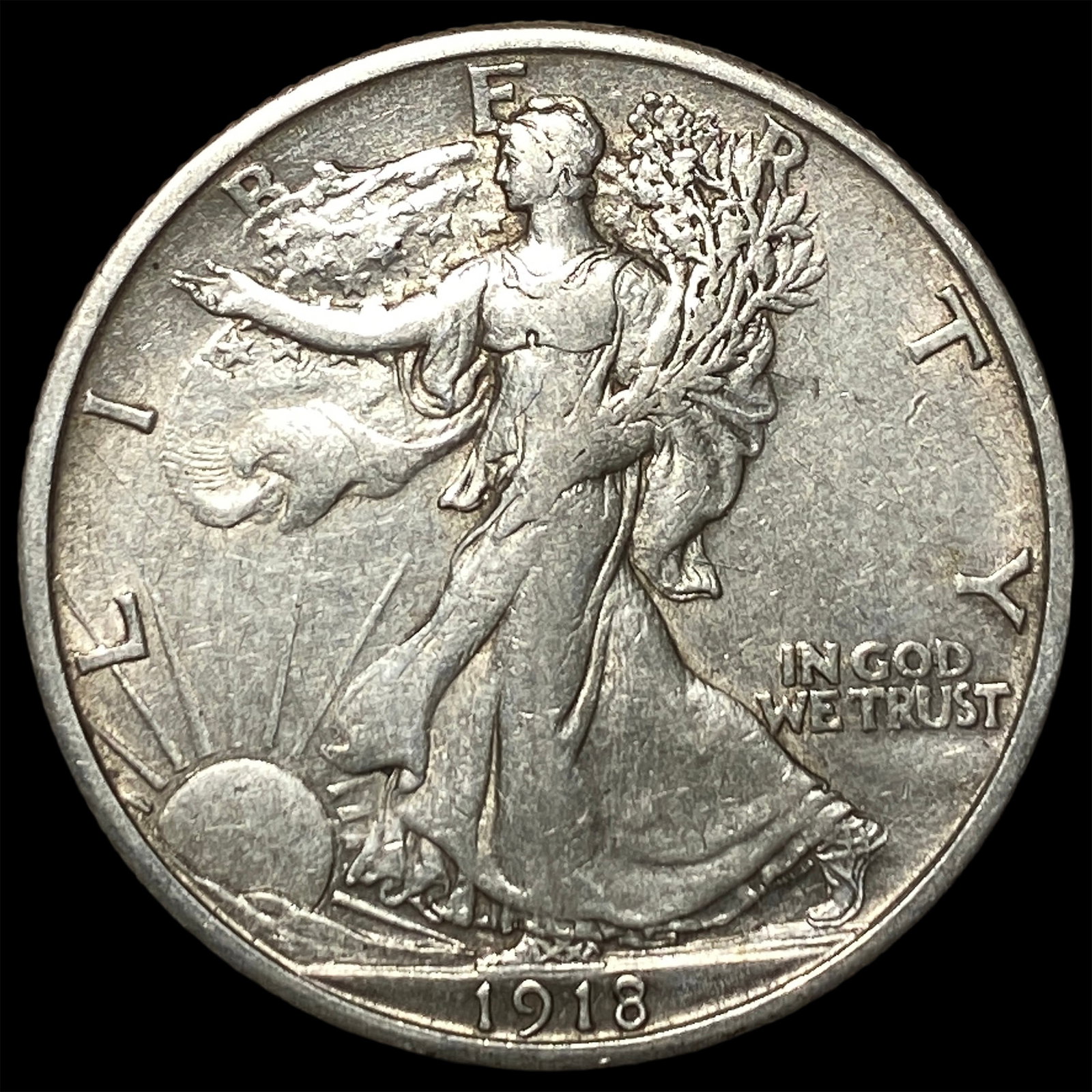 1918-S Silver Walking Liberty Half Dollar NEARLY UNCIRCULATED (1 of 2)