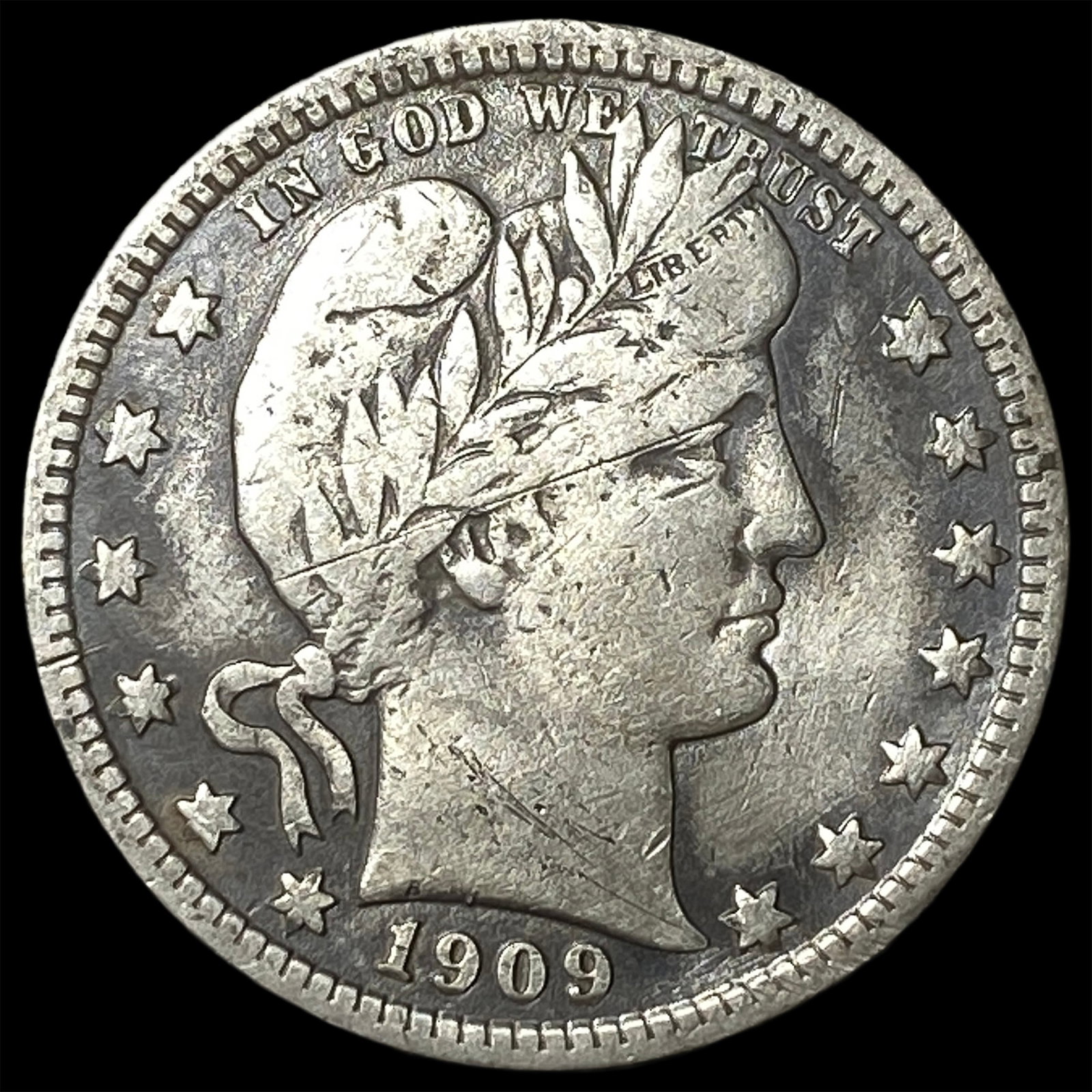 1909-S Silver Barber Quarter LIGHTLY CIRCULATED: 1909-S Silver Barber Quarter LIGHTLY CIRCULATED