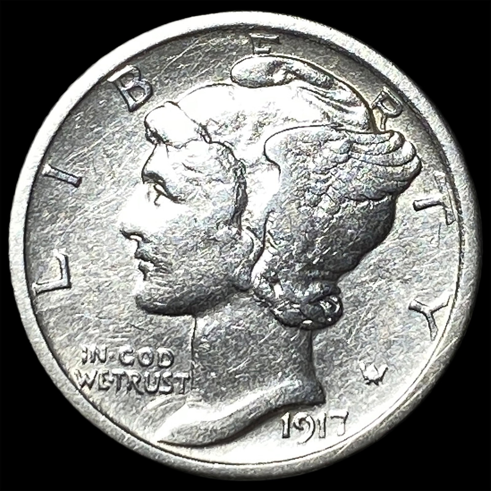 1917-S Silver Mercury Dime CLOSELY UNCIRCULATED: 1917-S Silver Mercury Dime CLOSELY UNCIRCULATED