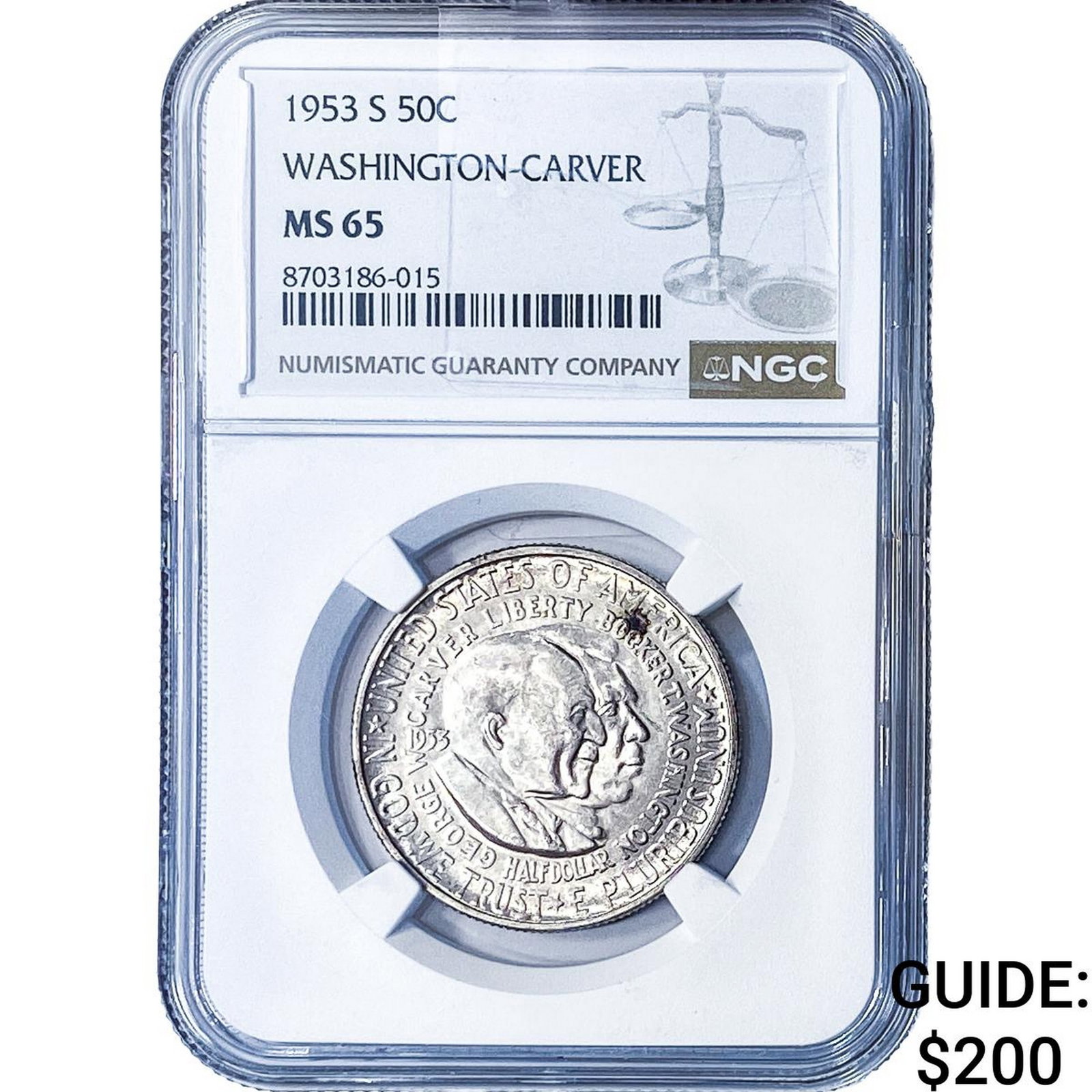 1953 Washington Carver Half Dollar NGC MS65: 1953 Washington Carver Half Dollar NGC MS65