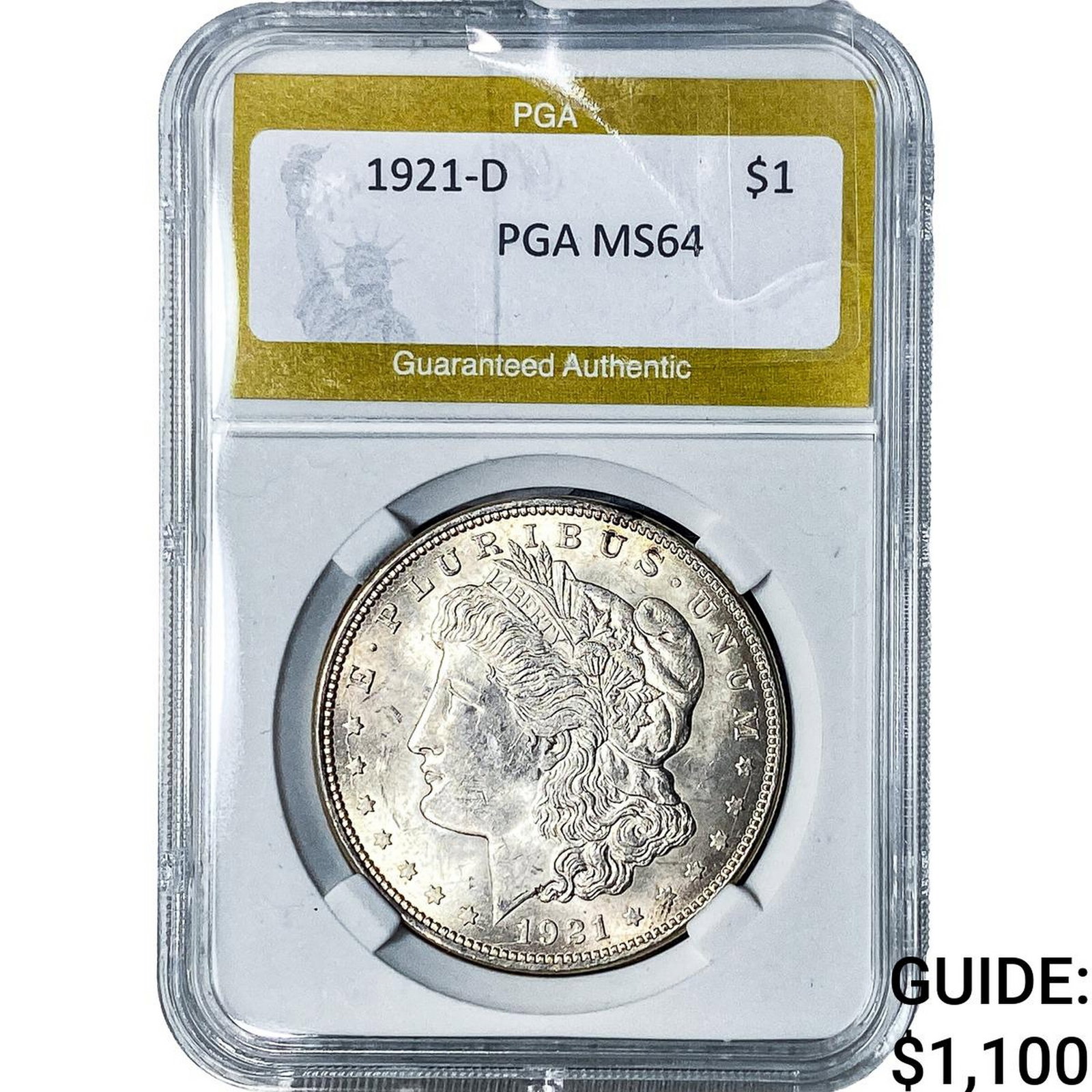 1921-D Morgan Silver Dollar PGA MS64: 1921-D Morgan Silver Dollar PGA MS64