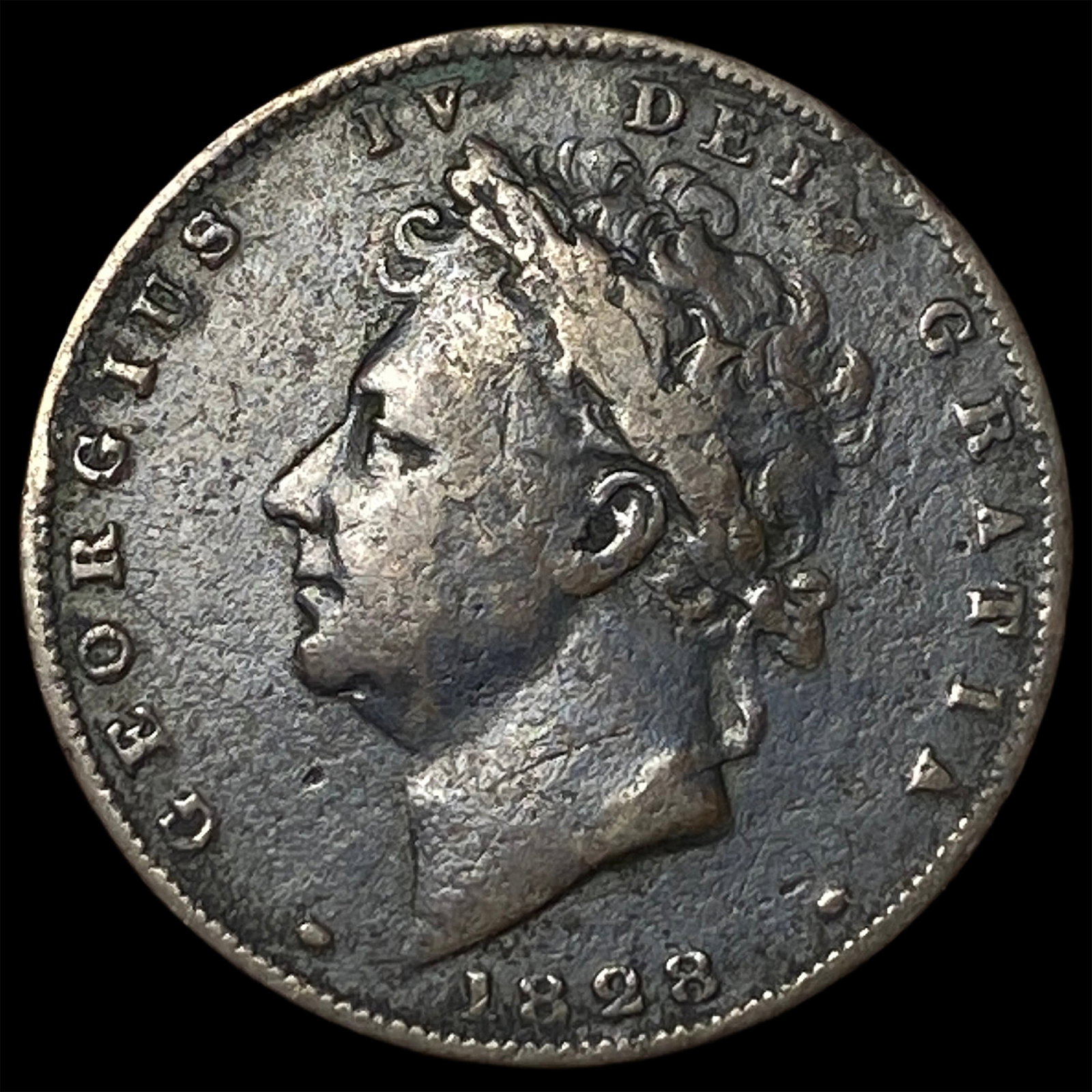 1828 Great Britain Copper 1 Farthing: 1828 Great Britain Copper 1 Farthing
