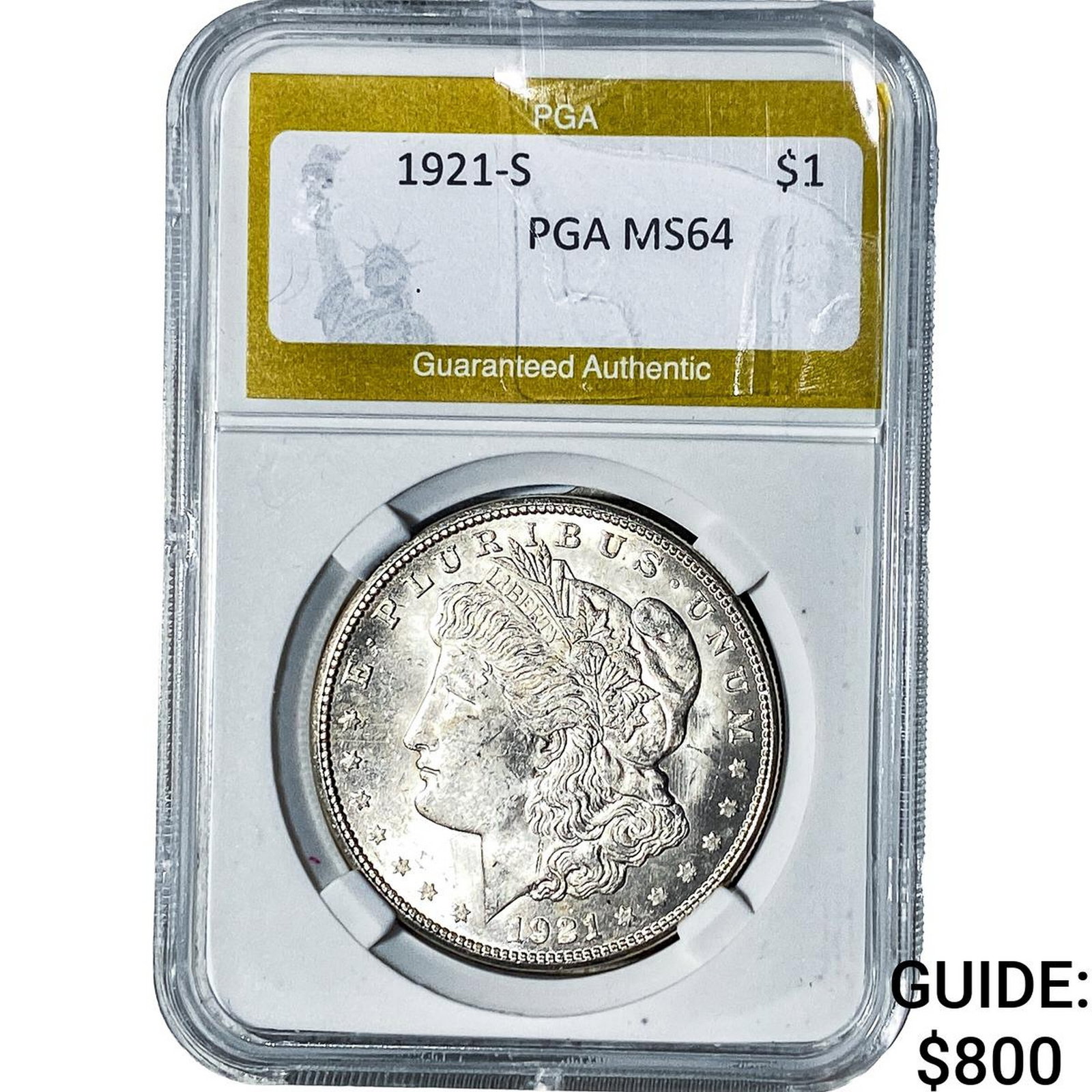 1921-S Morgan Silver Dollar PGA MS64: 1921-S Morgan Silver Dollar PGA MS64