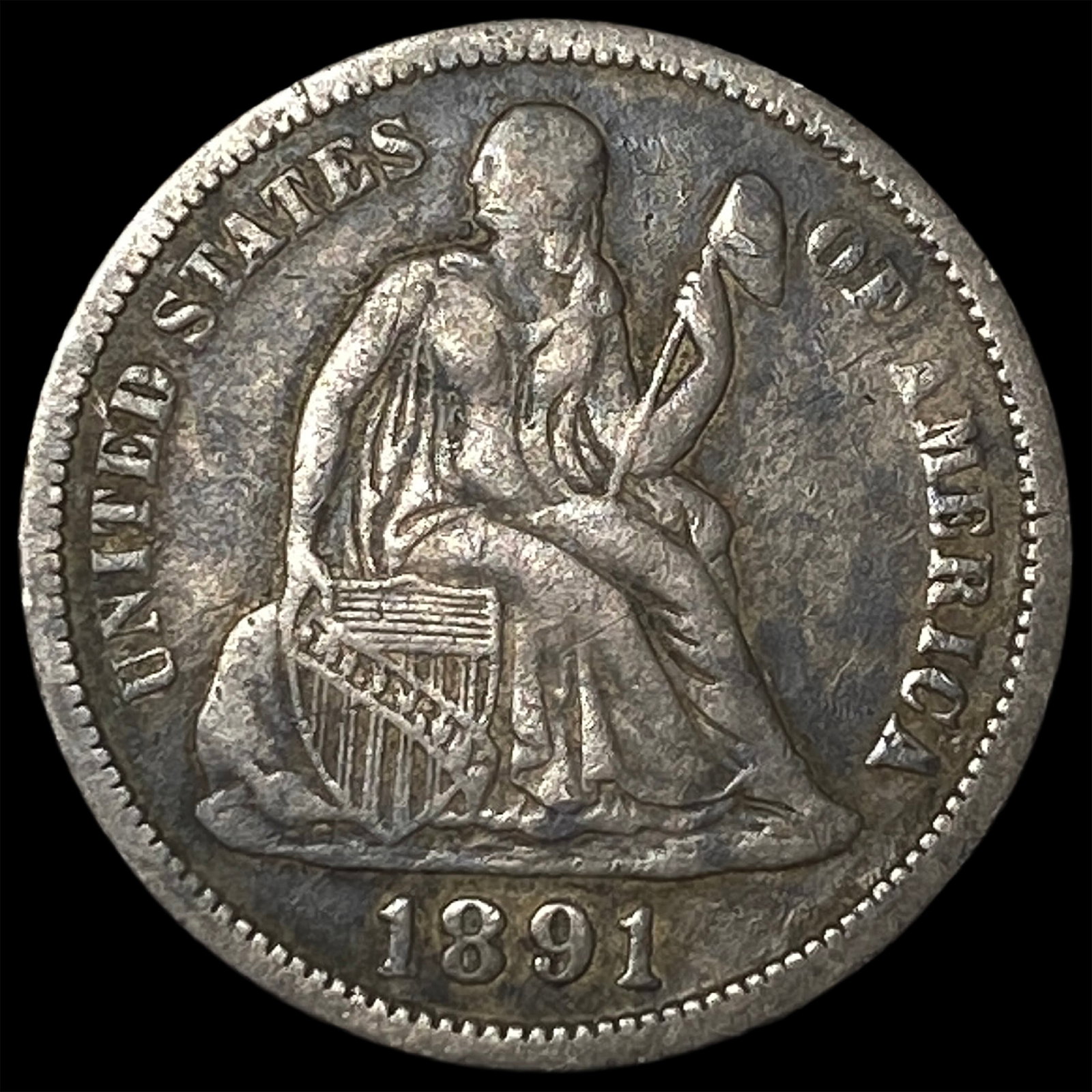 1891 Silver Seated Liberty Dime NICELY CIRCULATED: 1891 Silver Seated Liberty Dime NICELY CIRCULATED