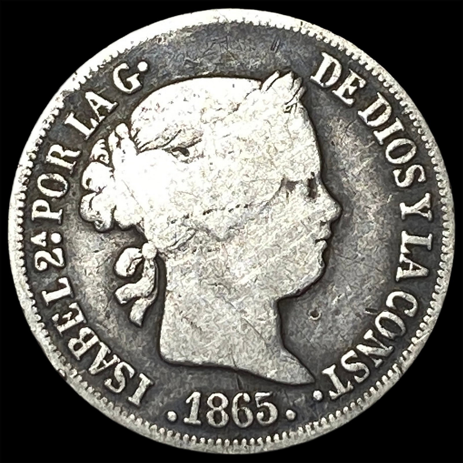 1865 Philippines Silver 20 Centimos (1 of 2)