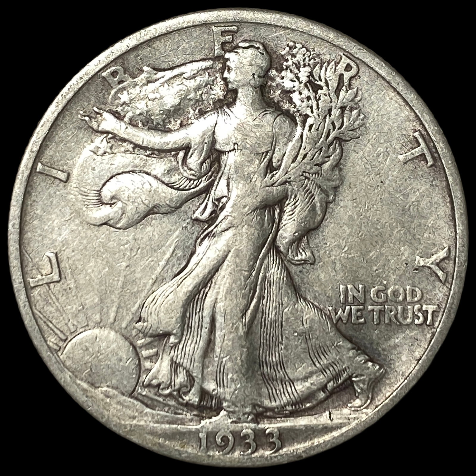 1933-S Silver Walking Liberty Half Dollar LIGHTLY CIRCULATED (1 of 2)