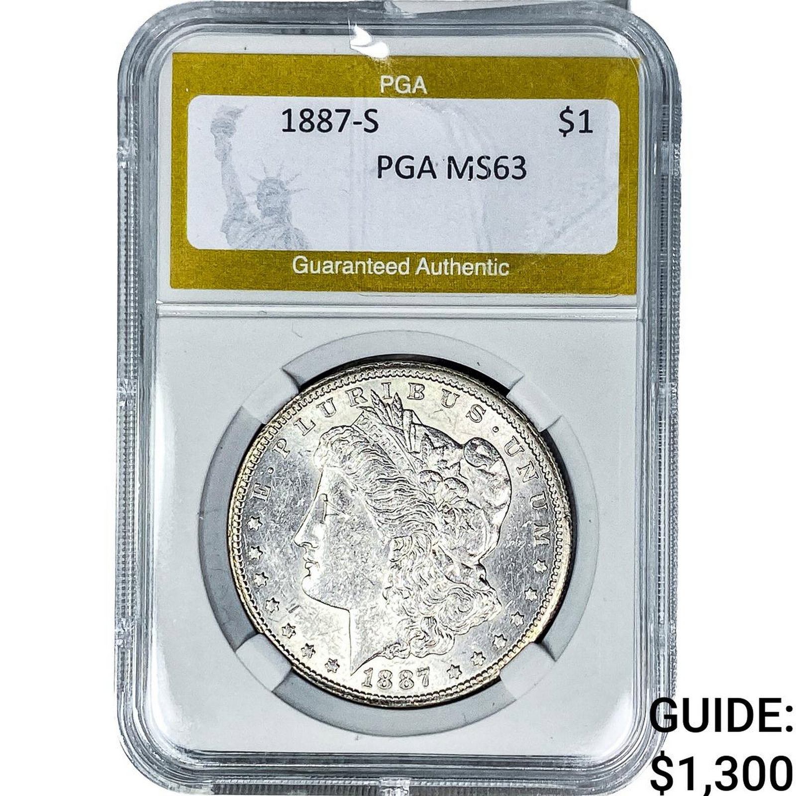 1887-S Morgan Silver Dollar PGA MS63: 1887-S Morgan Silver Dollar PGA MS63