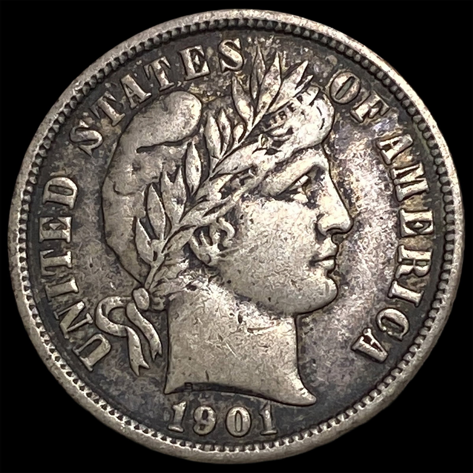 1901 Silver Barber Dime LIGHTLY CIRCULATED: 1901 Silver Barber Dime LIGHTLY CIRCULATED
