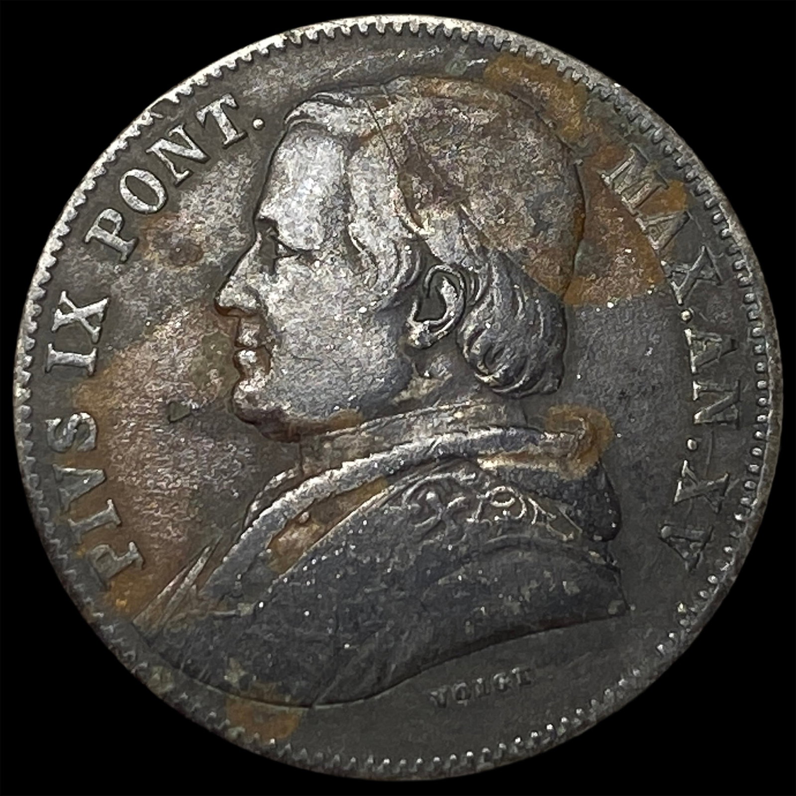1861XVR Italy Papal States Silver 20 Baiocchi: 1861XVR Italy Papal States Silver 20 Baiocchi