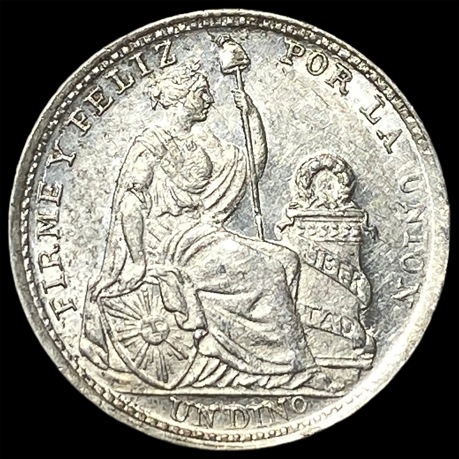 1907 Peru Silver 1 Dinero: 1907 Peru Silver 1 Dinero