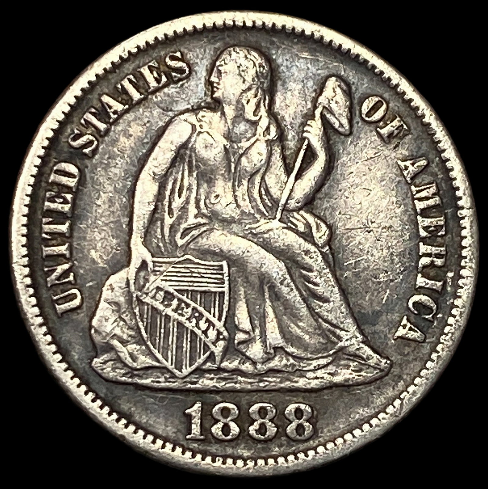 1888-S Silver Seated Liberty Dime NEARLY UNCIRCULATED: 1888-S Silver Seated Liberty Dime NEARLY UNCIRCULATED