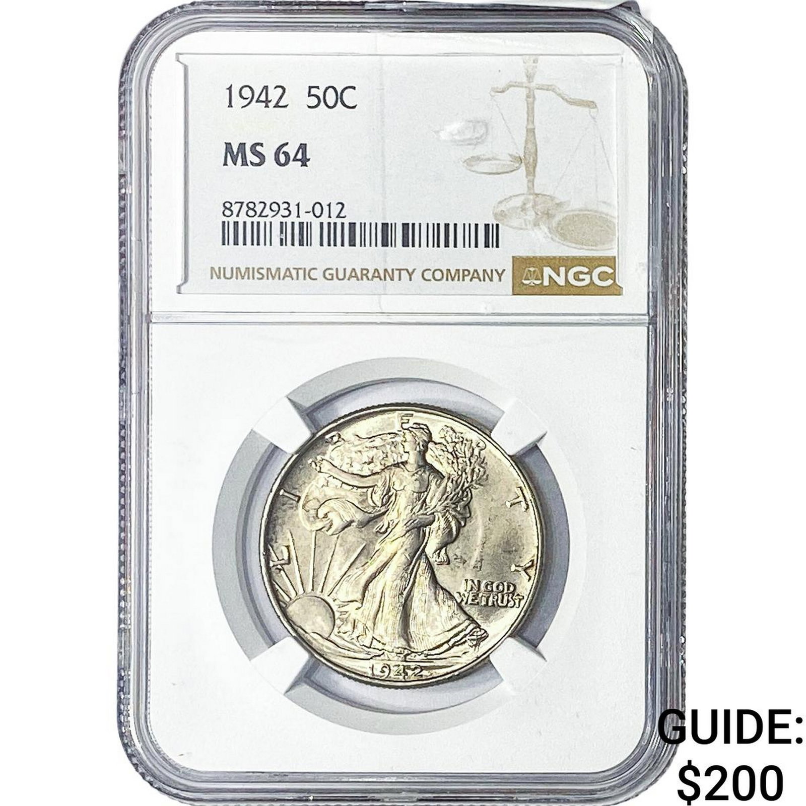 1942 Walking Liberty Half Dollar NGC MS64: 1942 Walking Liberty Half Dollar NGC MS64