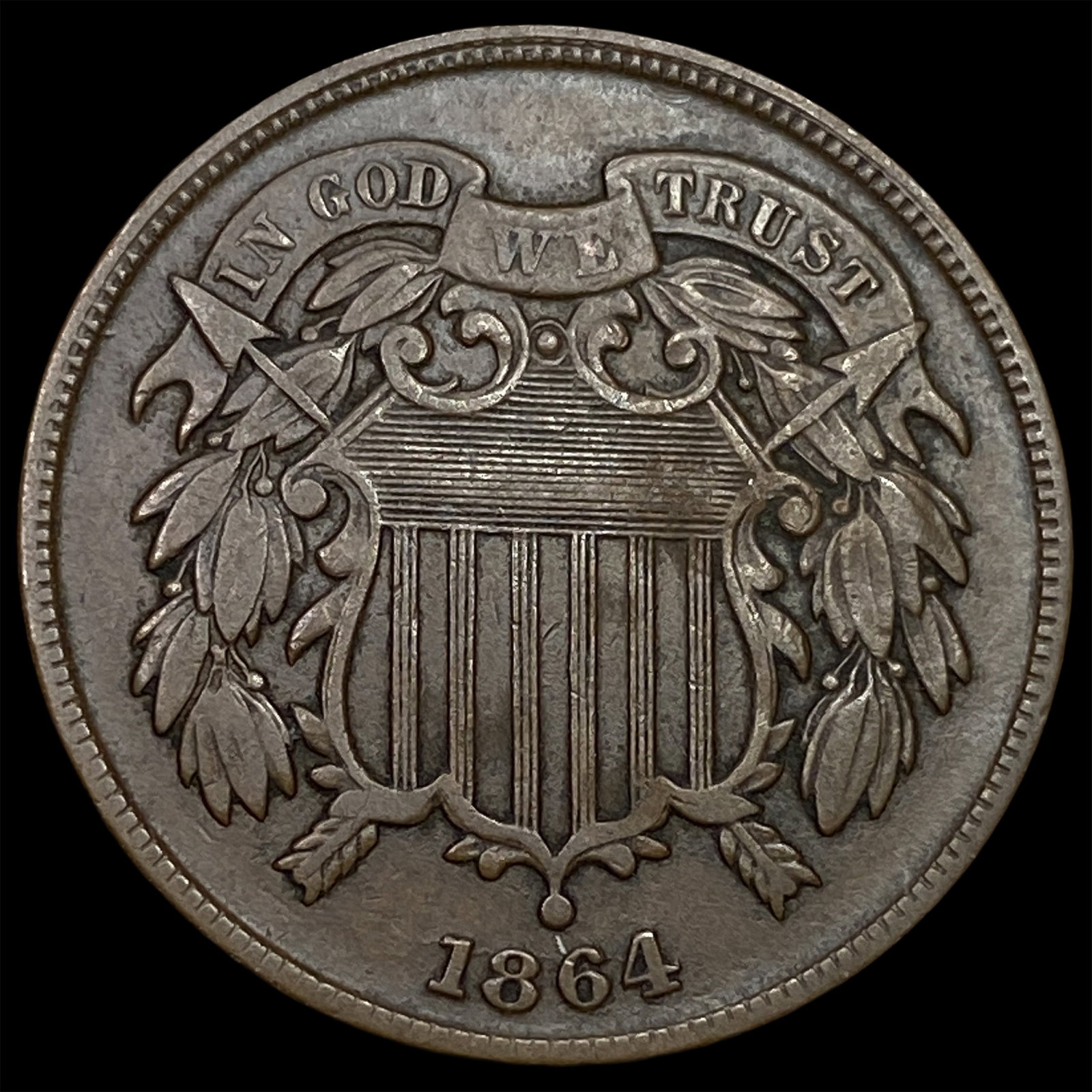 1864 Copper Two-Cent Piece NEARLY UNCIRCULATED (1 of 2)
