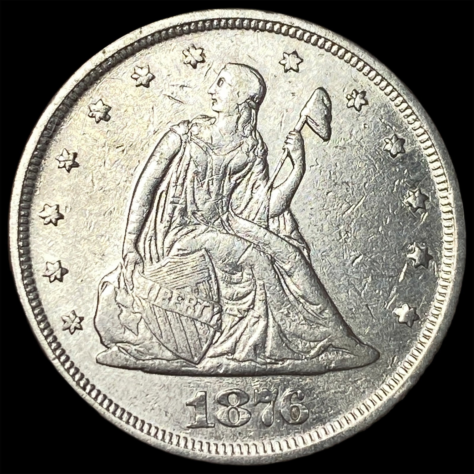 1876 Silver Twenty-Cent Piece CLOSELY UNCIRCULATED: 1876 Silver Twenty-Cent Piece CLOSELY UNCIRCULATED