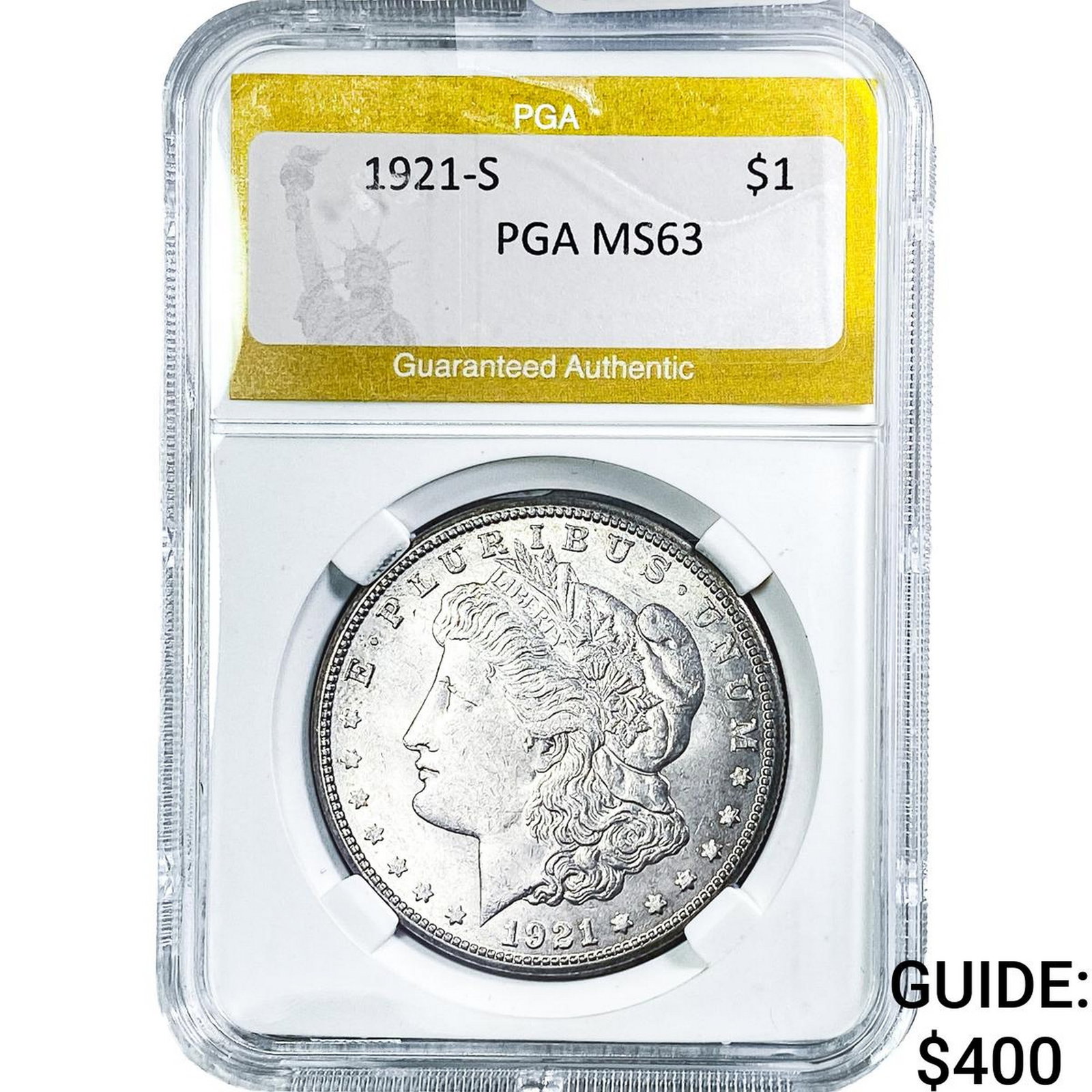 1921-S Morgan Silver Dollar PGA MS63: 1921-S Morgan Silver Dollar PGA MS63