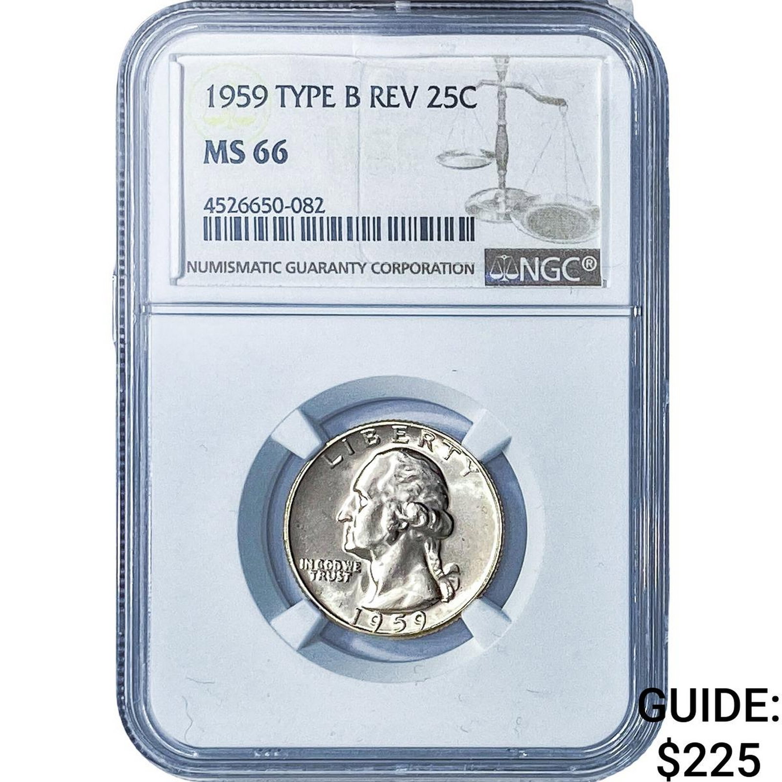 1959 Washington Silver Quarter NGC MS66 Type B Rev.: 1959 Washington Silver Quarter NGC MS66 Type B Rev.