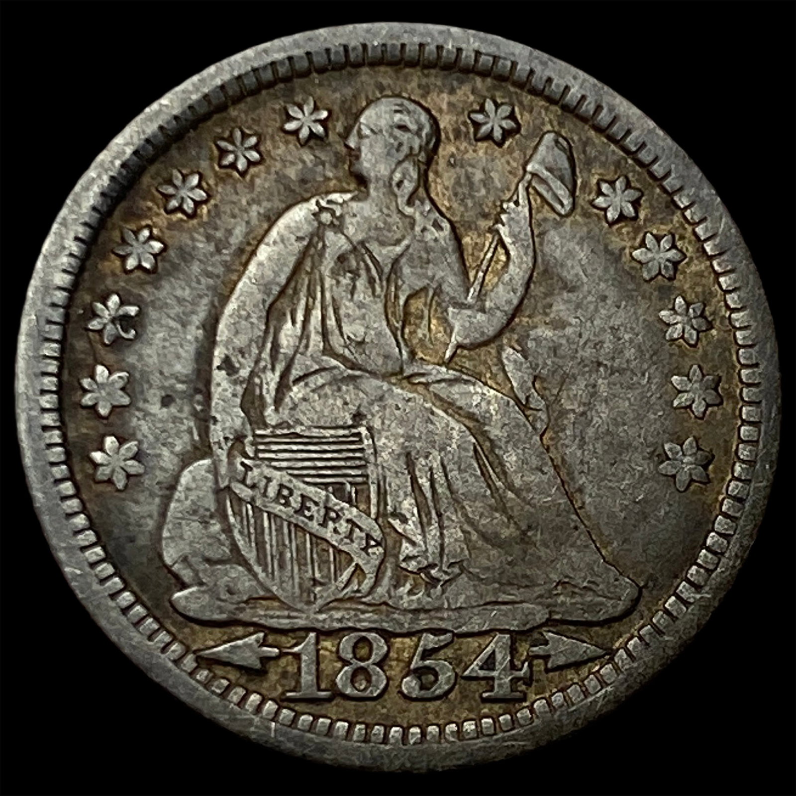 1854 Arrows Seated Liberty Half Dime LIGHTLY CIRCULATED: 1854 Arrows Seated Liberty Half Dime LIGHTLY CIRCULATED