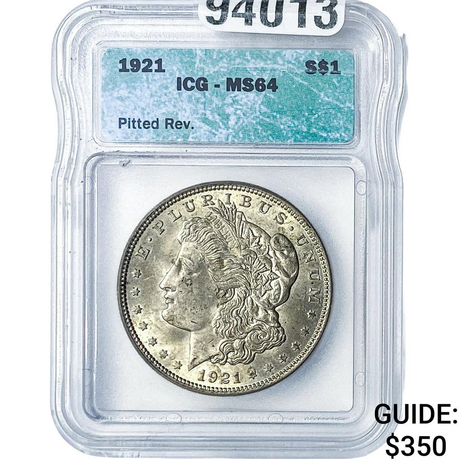 1921 Morgan Silver Dollar ICG MS64 Pited Rev.: 1921 Morgan Silver Dollar ICG MS64 Pited Rev.