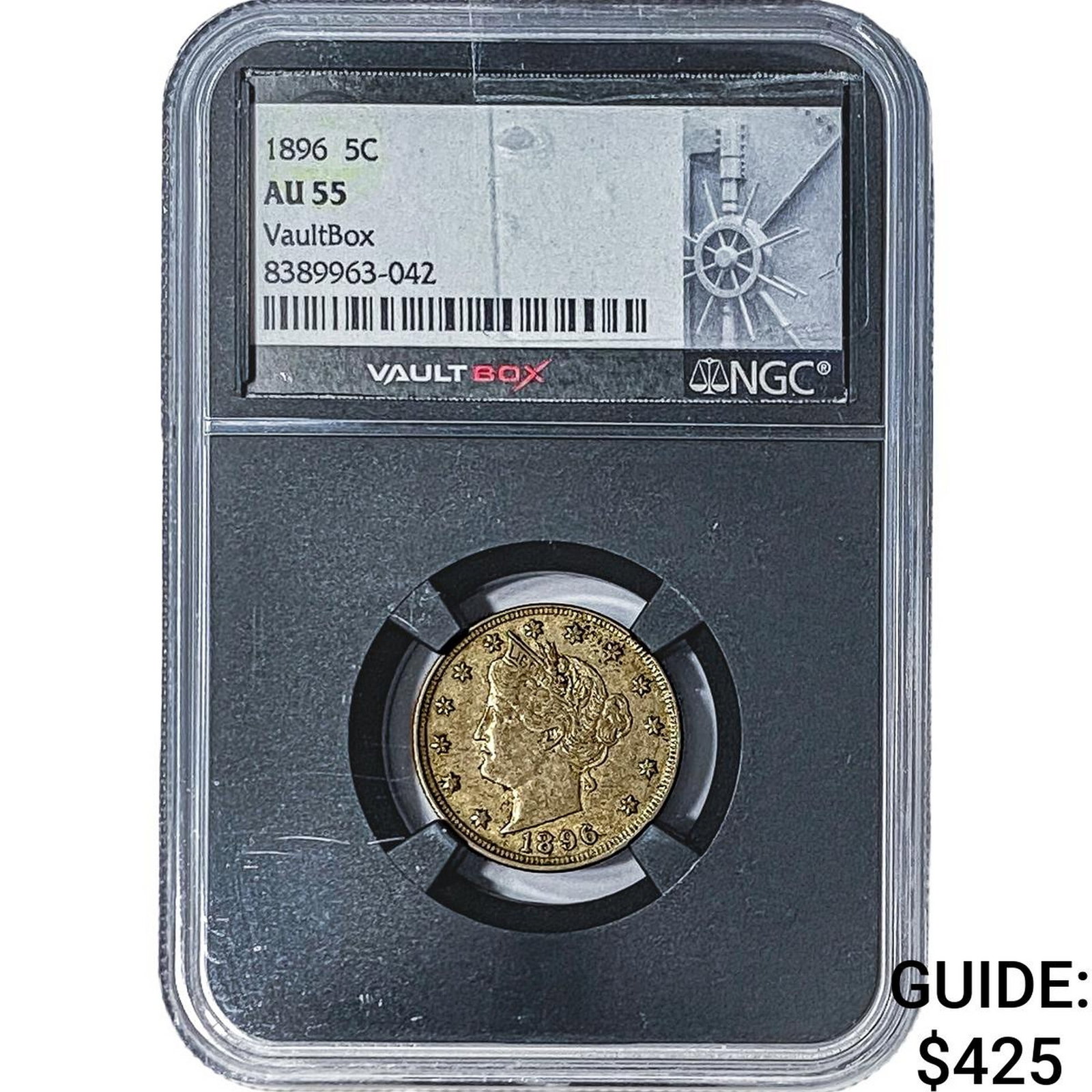1896 Liberty Victory Nickel NGC AU55 VaultBox (1 of 2)