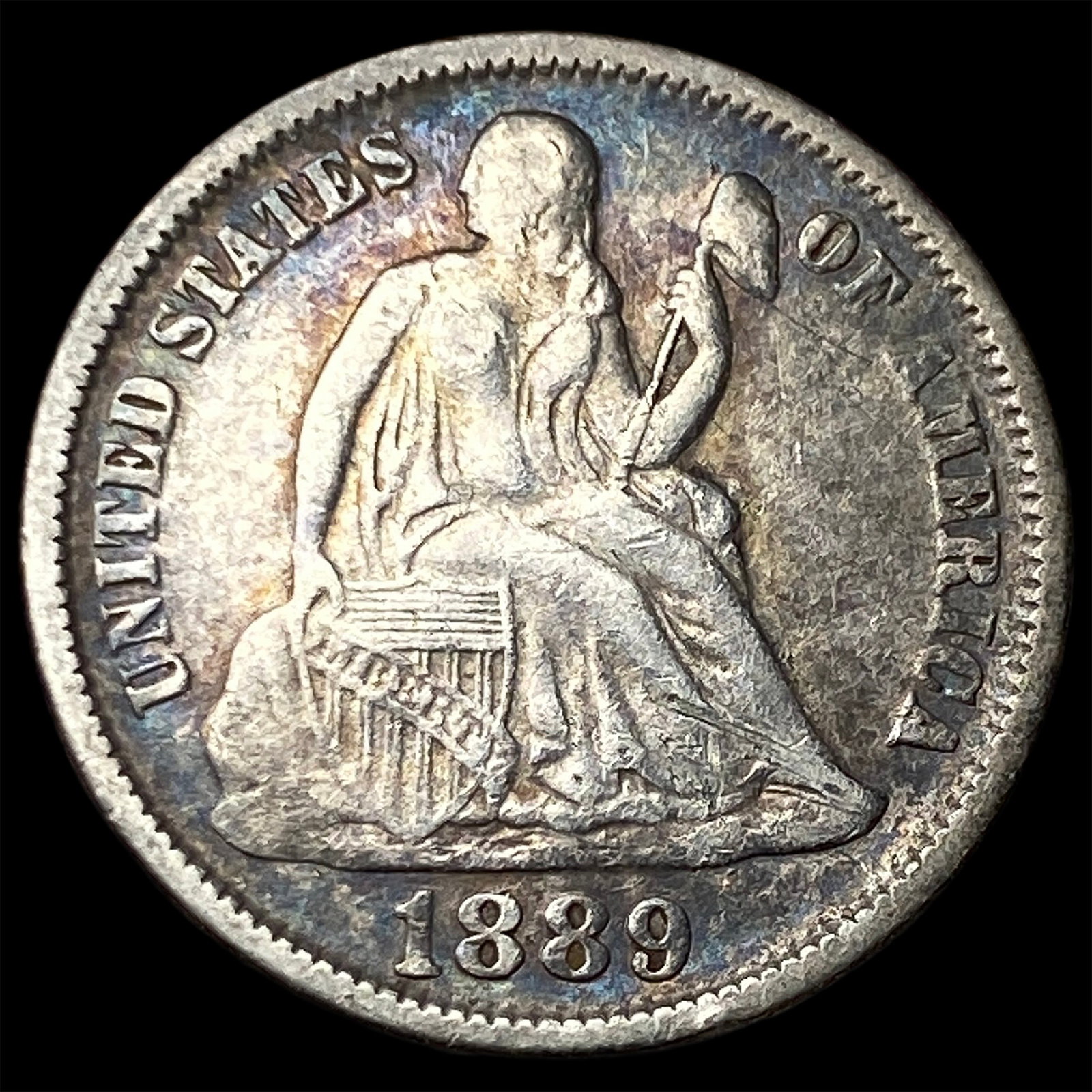 1889 Seated Liberty Dime NEARLY UNCIRCULATED: 1889 Seated Liberty Dime NEARLY UNCIRCULATED