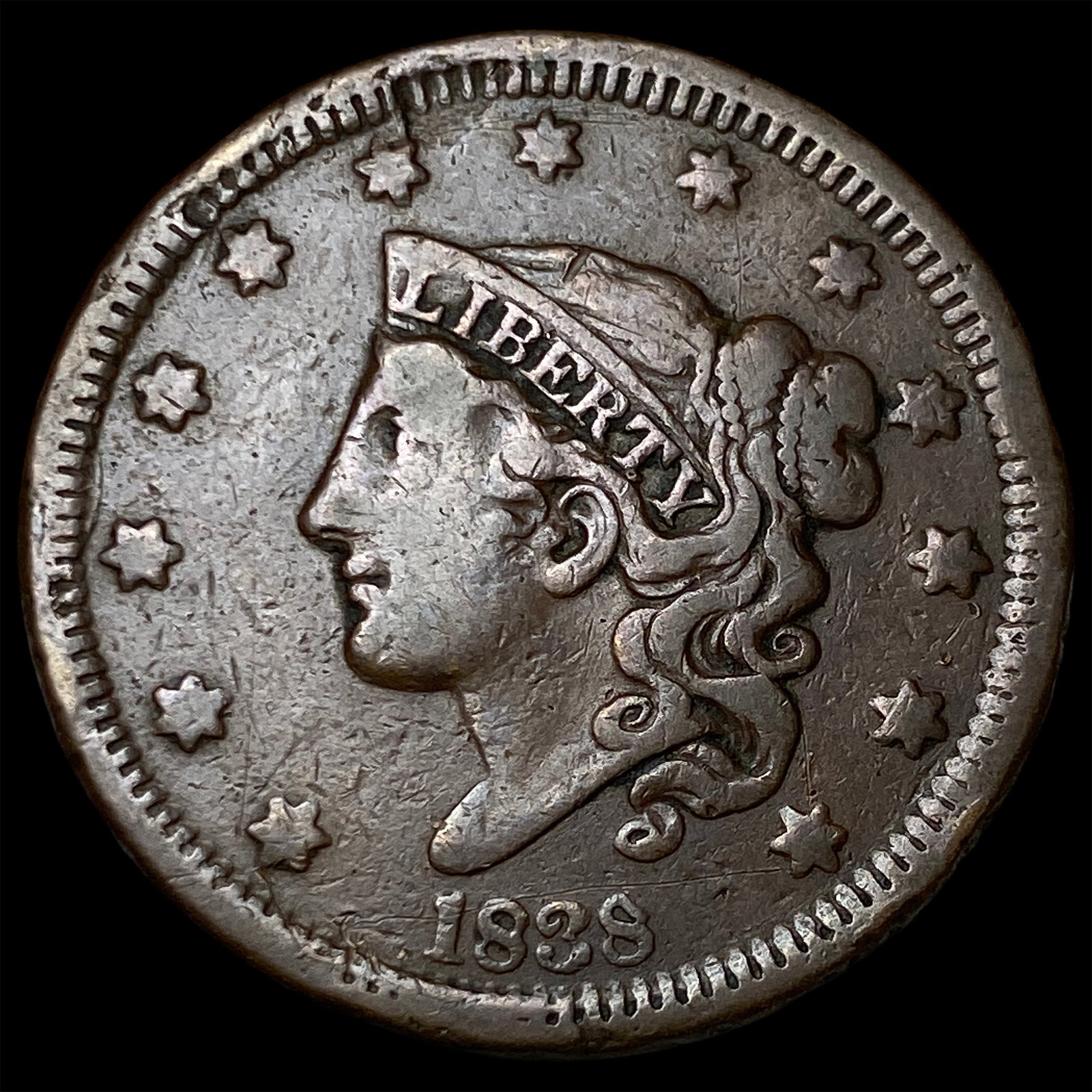 1838 Coronet Head Large Cent NEARLY UNCIRCULATED (1 of 2)