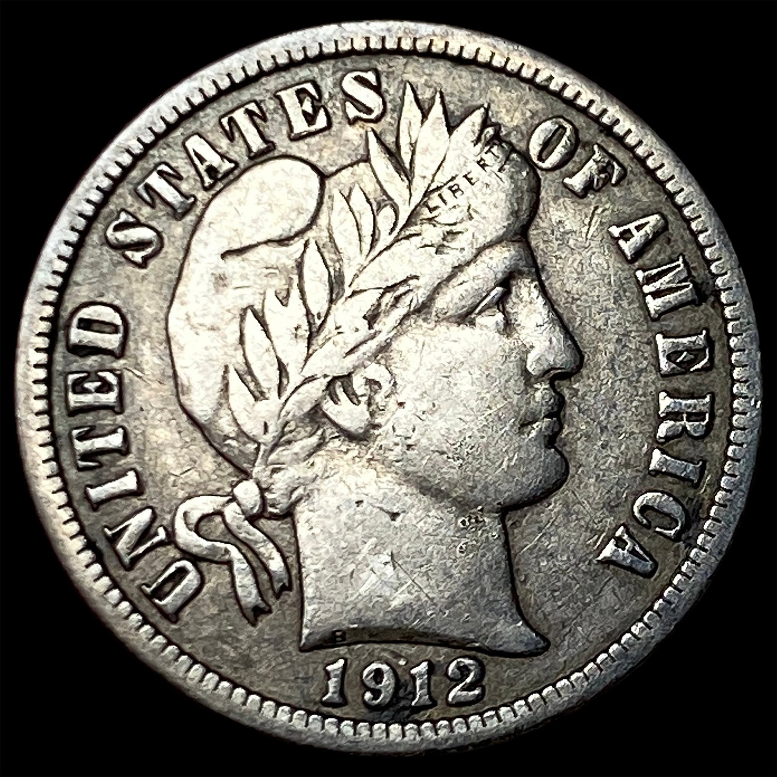 1912-S Silver Barber Dime LIGHTLY CIRCULATED: 1912-S Silver Barber Dime LIGHTLY CIRCULATED