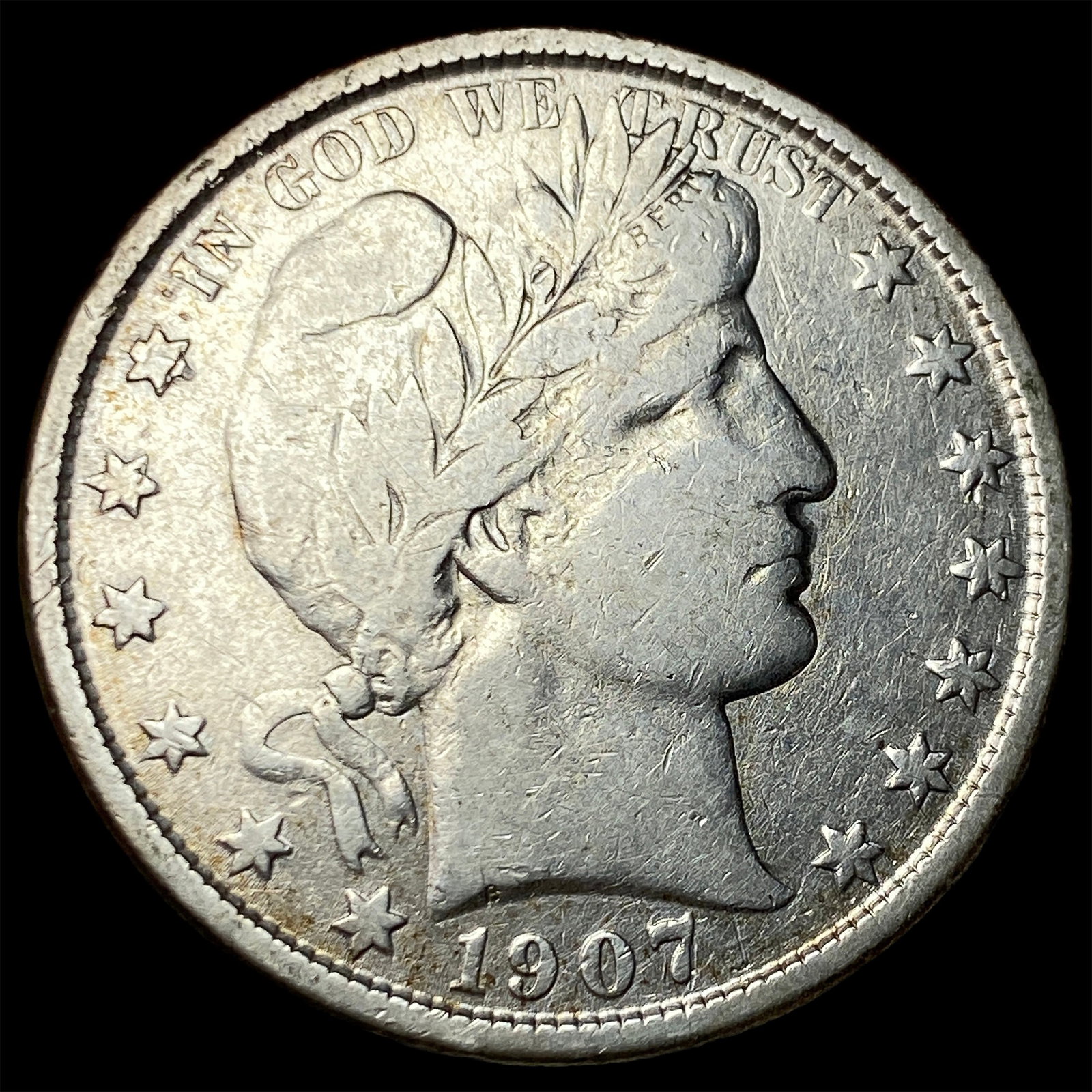 1907-O Silver Barber Half Dollar ABOUT UNCIRCULATED (1 of 2)