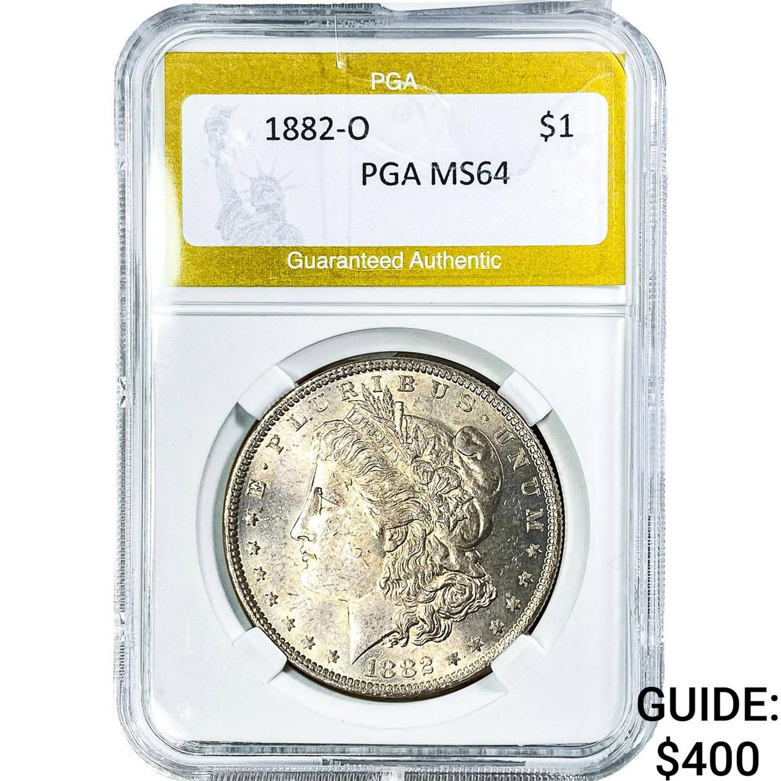 1882-O Morgan Silver Dollar PGA MS64: 1882-O Morgan Silver Dollar PGA MS64