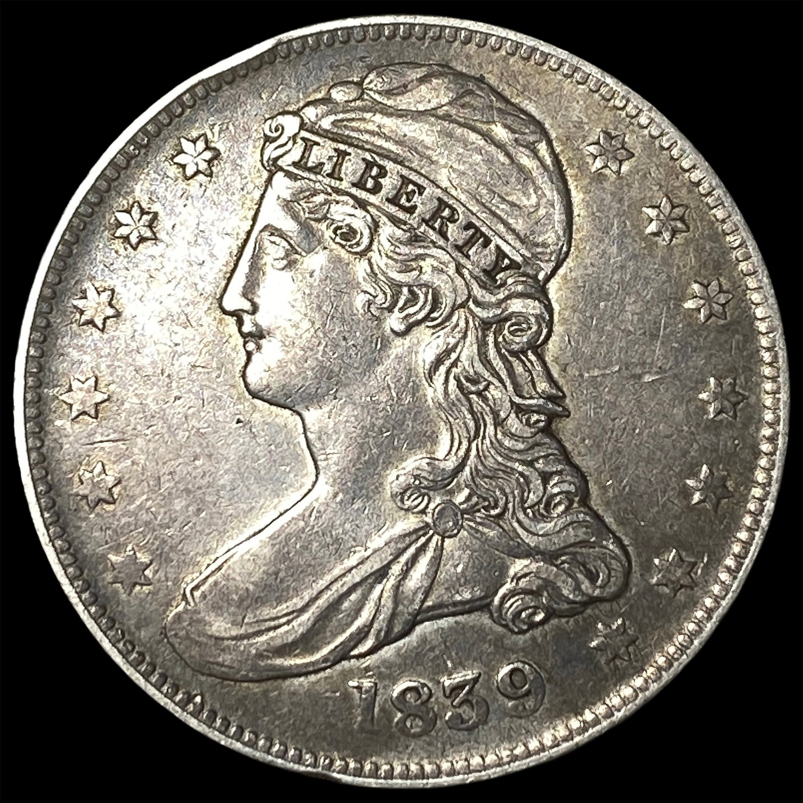 1839 Silver Capped Bust Half Dollar NEARLY UNCIRCULATED: 1839 Silver Capped Bust Half Dollar NEARLY UNCIRCULATED