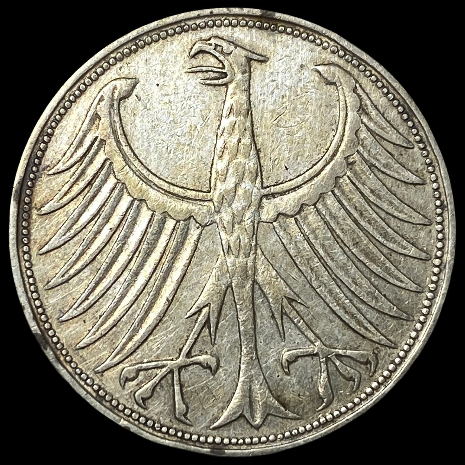1951F Federal Republic of Germany Silver 5 Mark: 1951F Federal Republic of Germany Silver 5 Mark