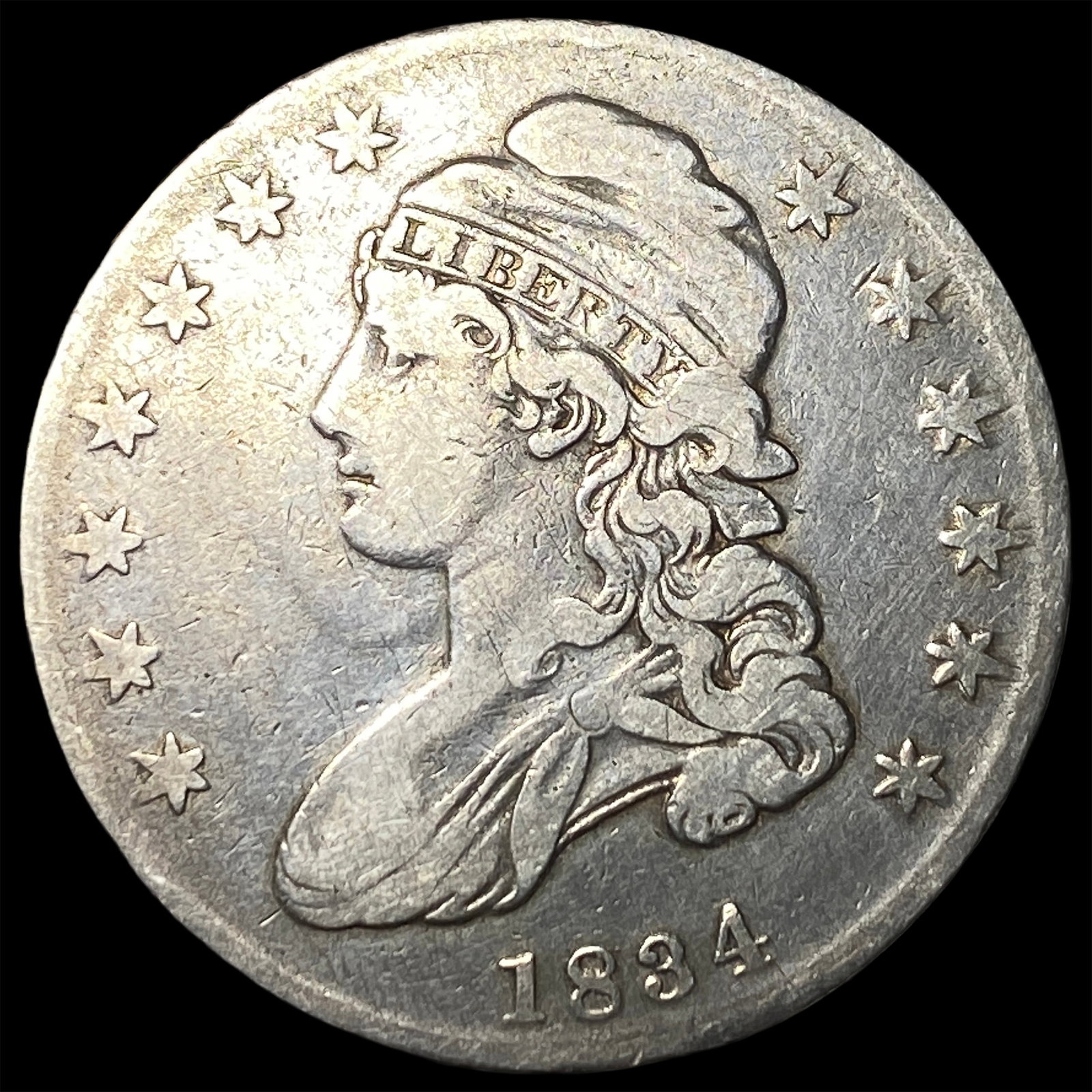 1834 Silver Capped Bust Half Dollar ABOUT UNCIRCULATED: 1834 Silver Capped Bust Half Dollar ABOUT UNCIRCULATED