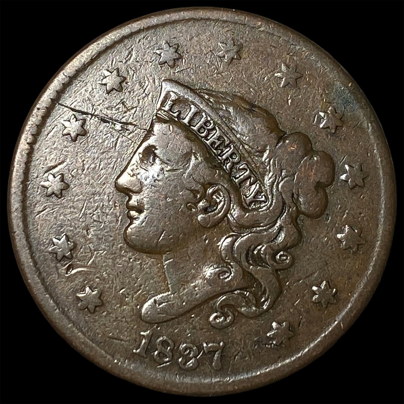 1837 Coronet Head Large Cent LIGHTLY CIRCULATED: 1837 Coronet Head Large Cent LIGHTLY CIRCULATED
